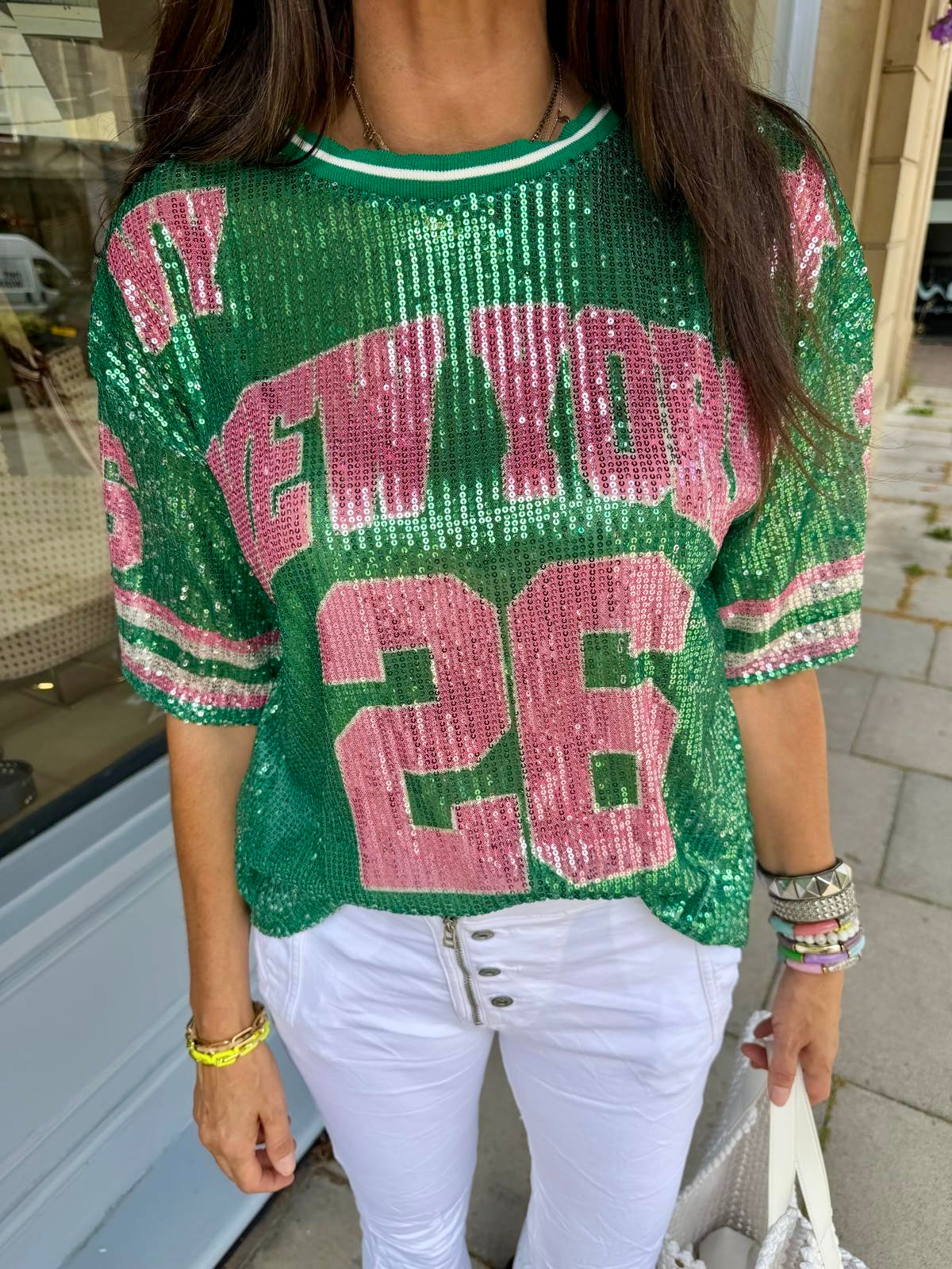 Sequin NFL Inspired Top - Green