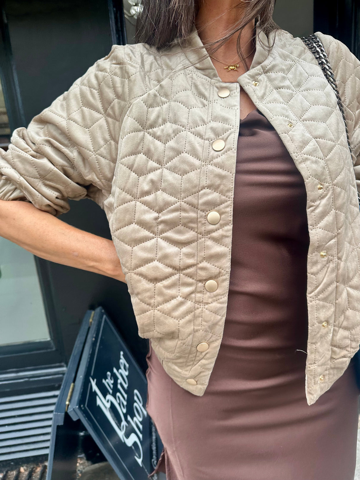 Cherry Padded Jacket - Beige