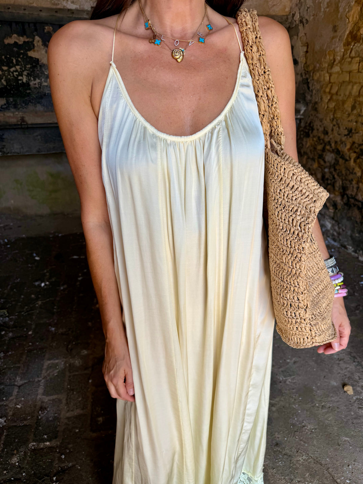 Posie Slip Dress - Lemon