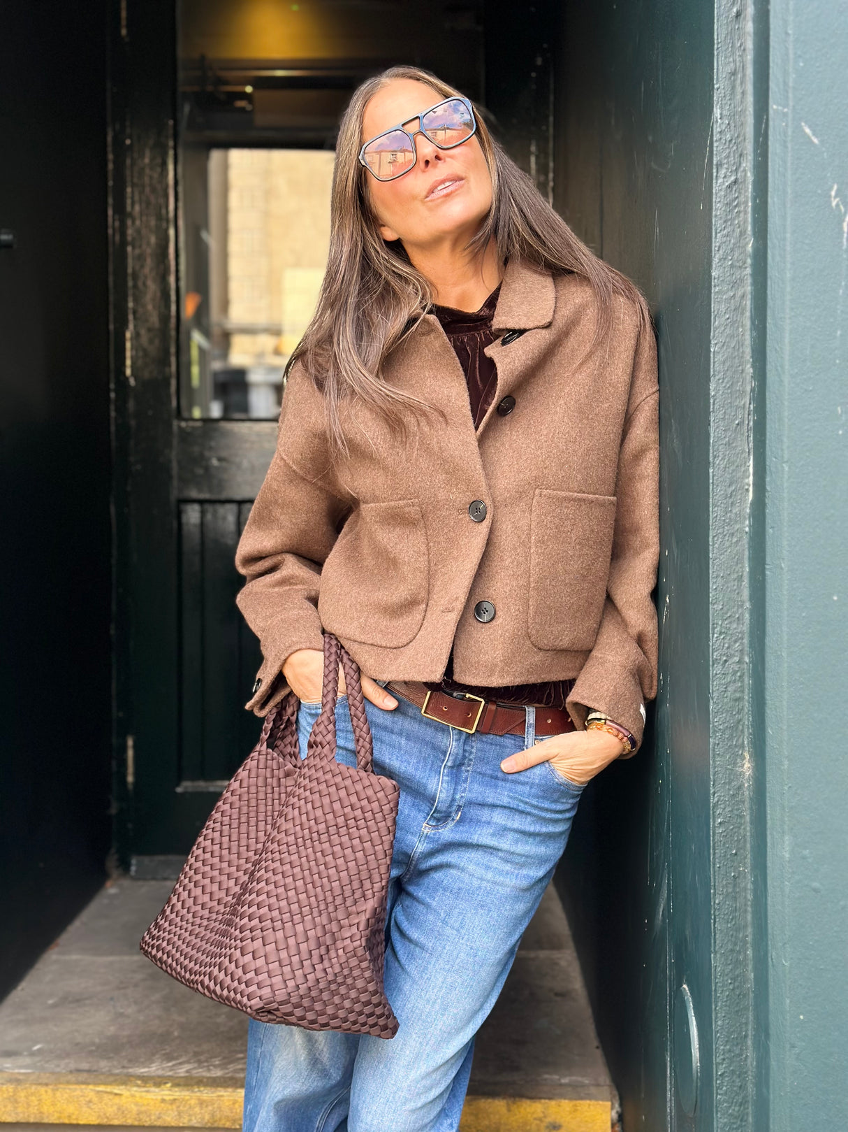 Reece Cropped Jacket - Brown