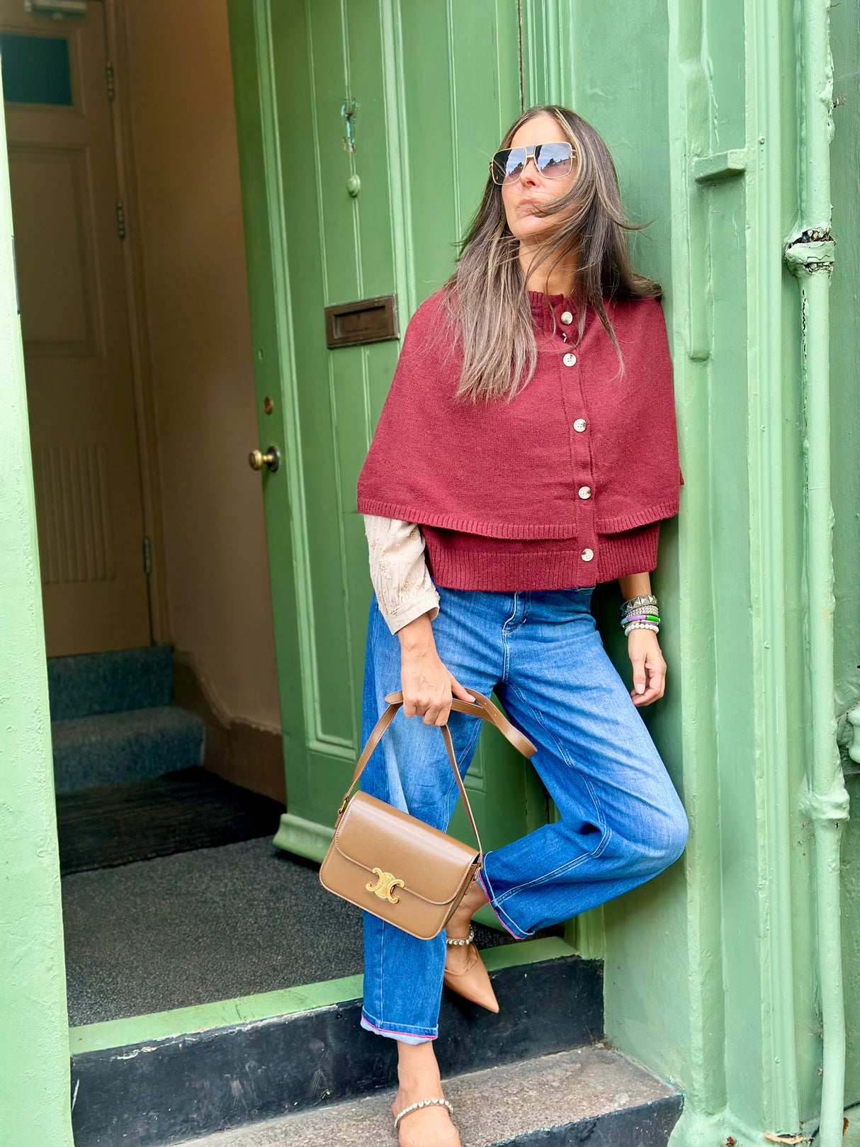 Joy Knitted Cape - Bordeaux