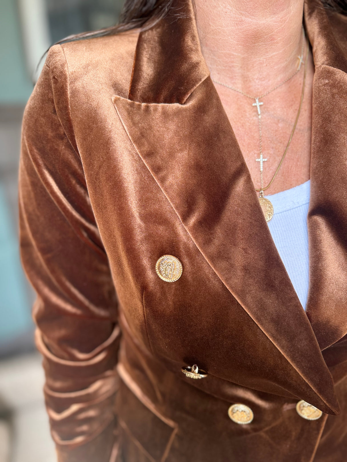Victoria Velvet Blazer - Bronze