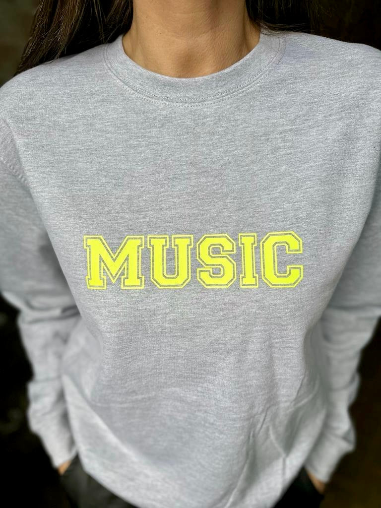 Sudadera MUSIC Gris Neón Amarillo