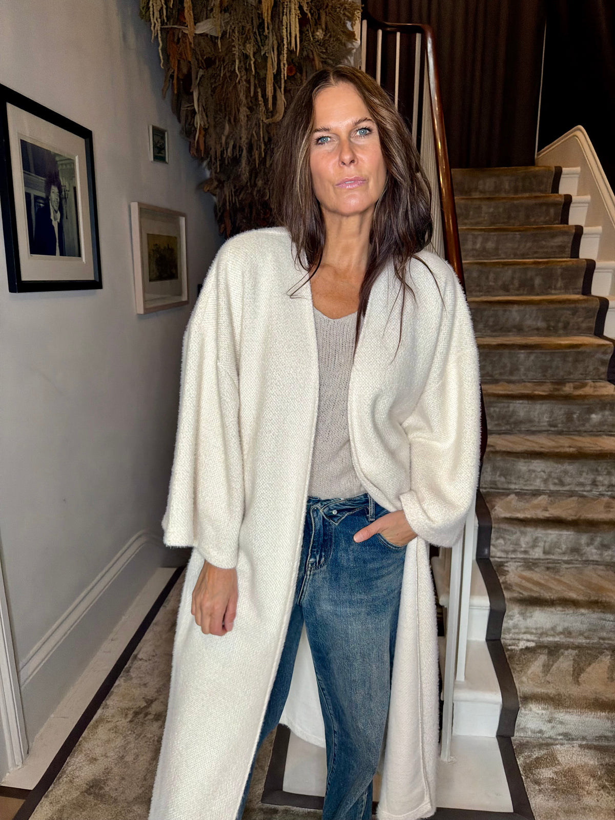 Saville Long Line Knit - Ecru