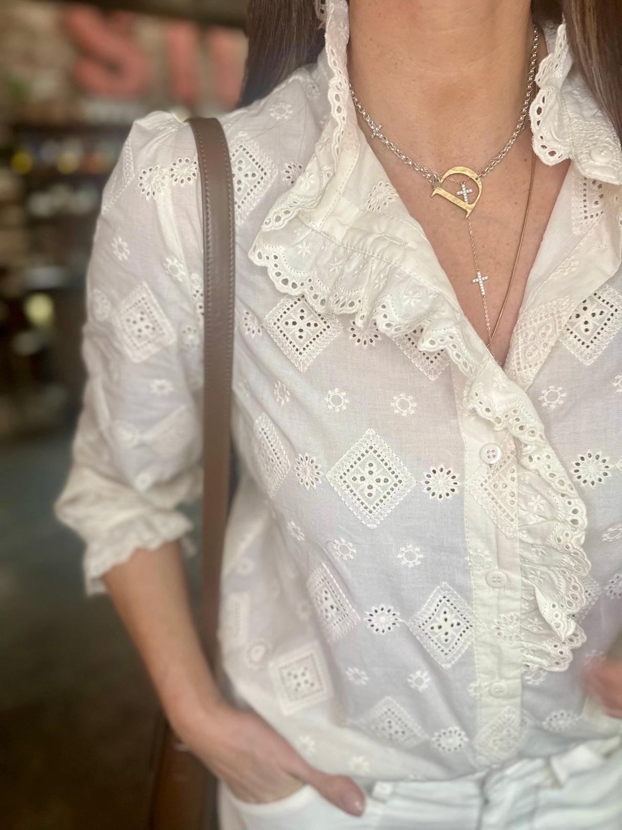 Jolie Embroidered Blouse - Cream