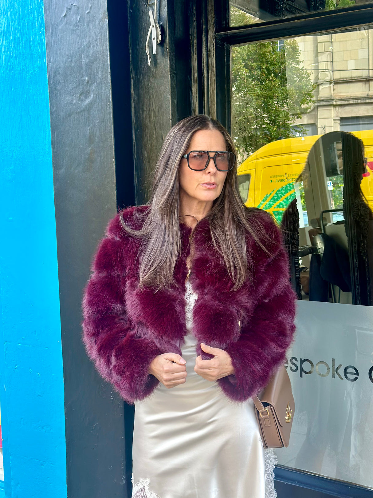 Anastasia Faux Fur Coat - Cherry