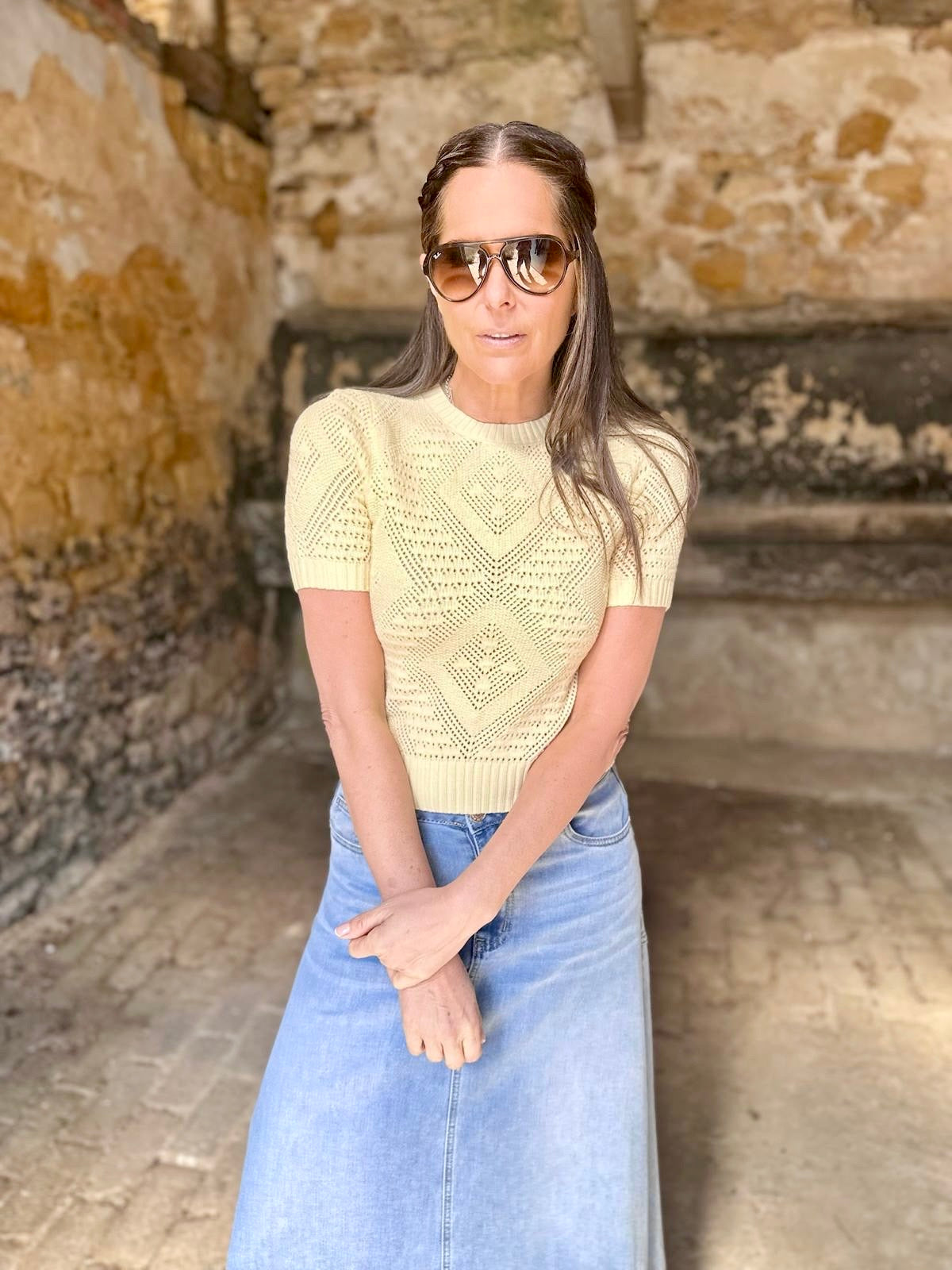 Cam Short Sleeve Knit - Pale Yellow