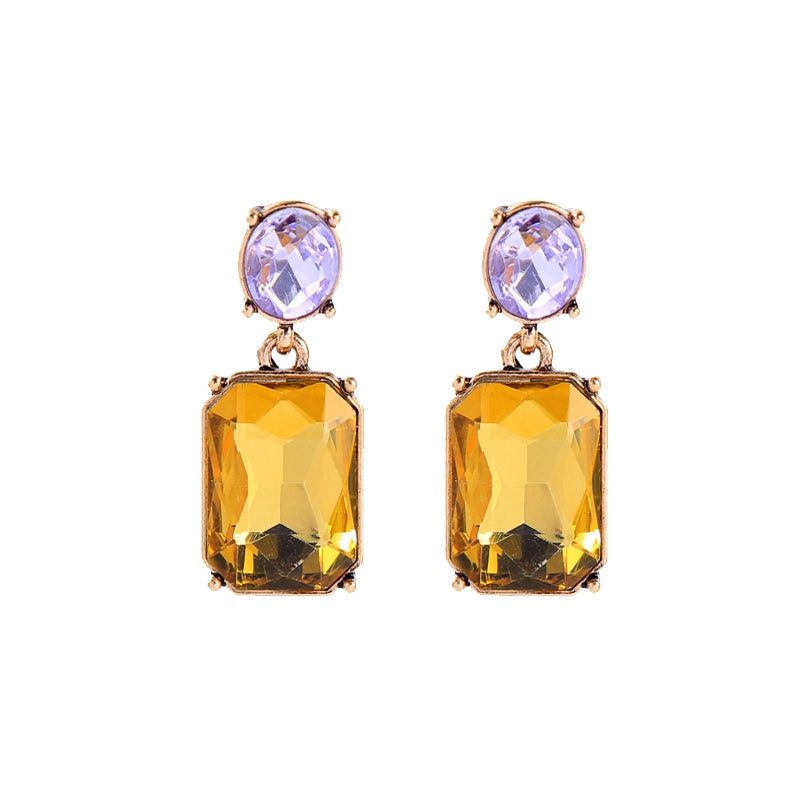 Twin Gem Earring - Deep Amber/Violet