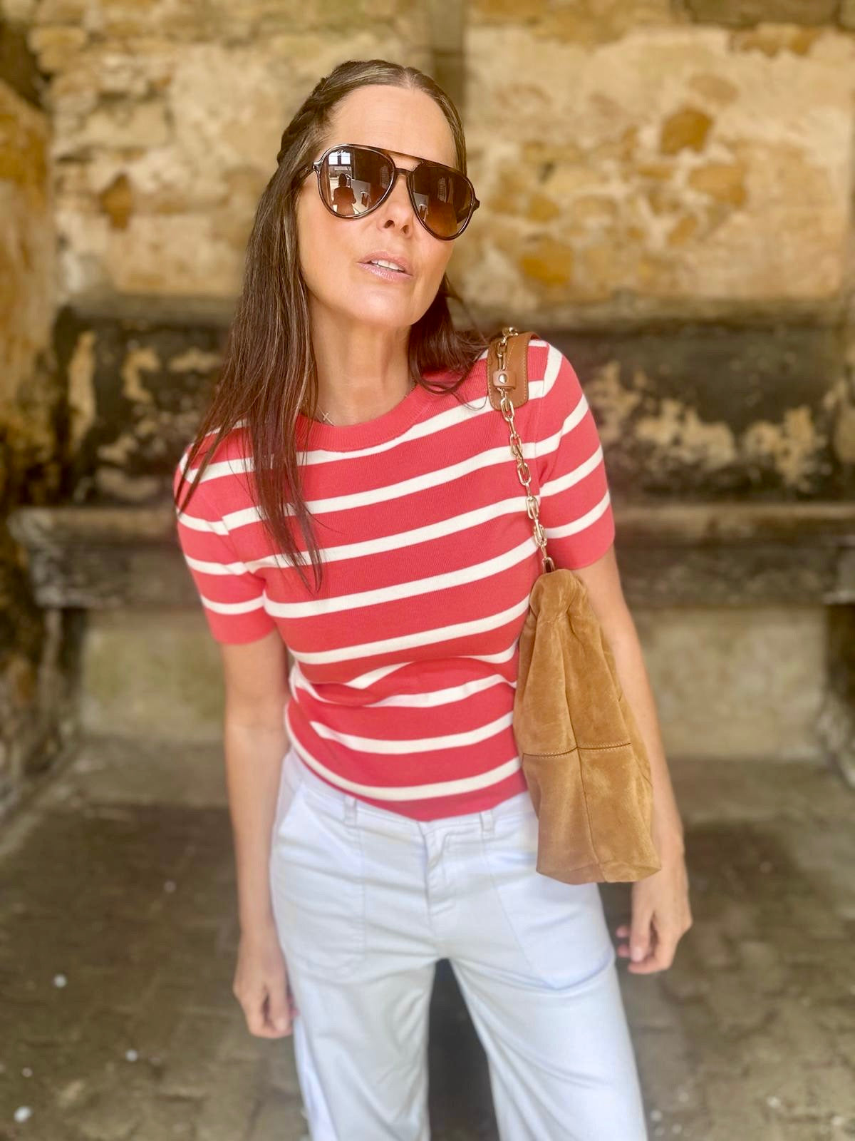 Cassia Knit - Red/White