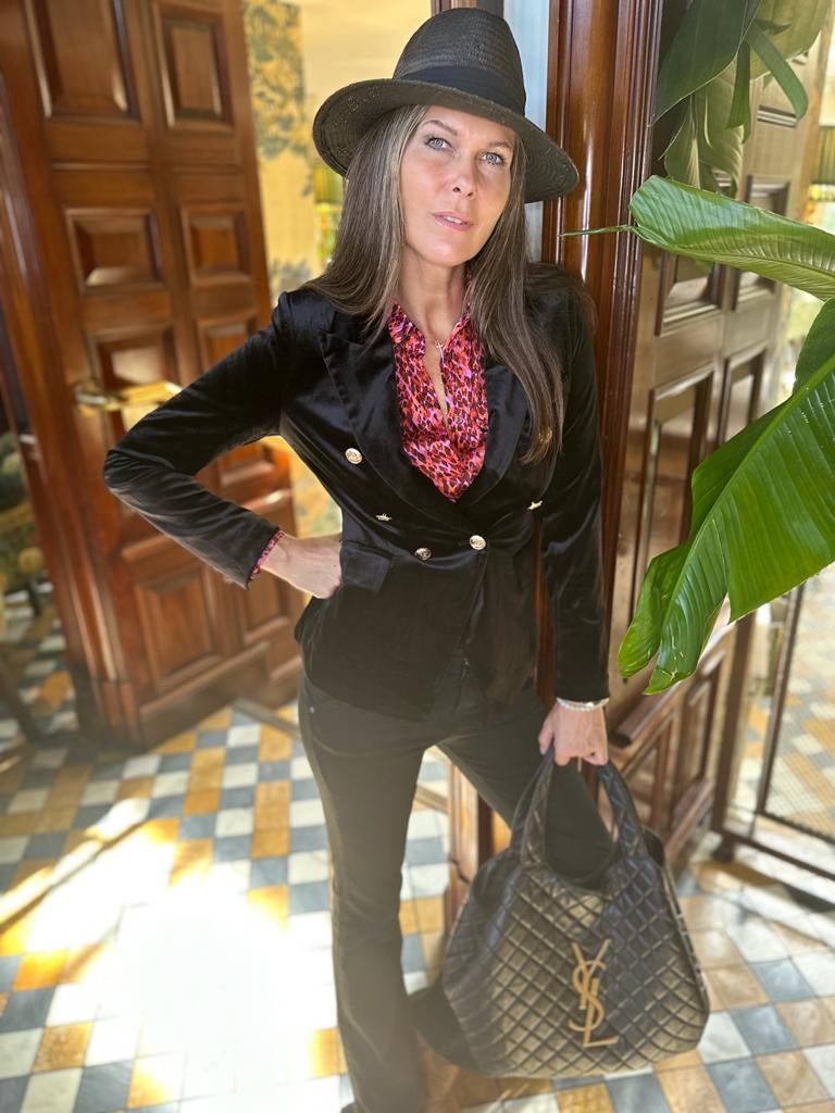 Victoria Velvet Blazer - Black