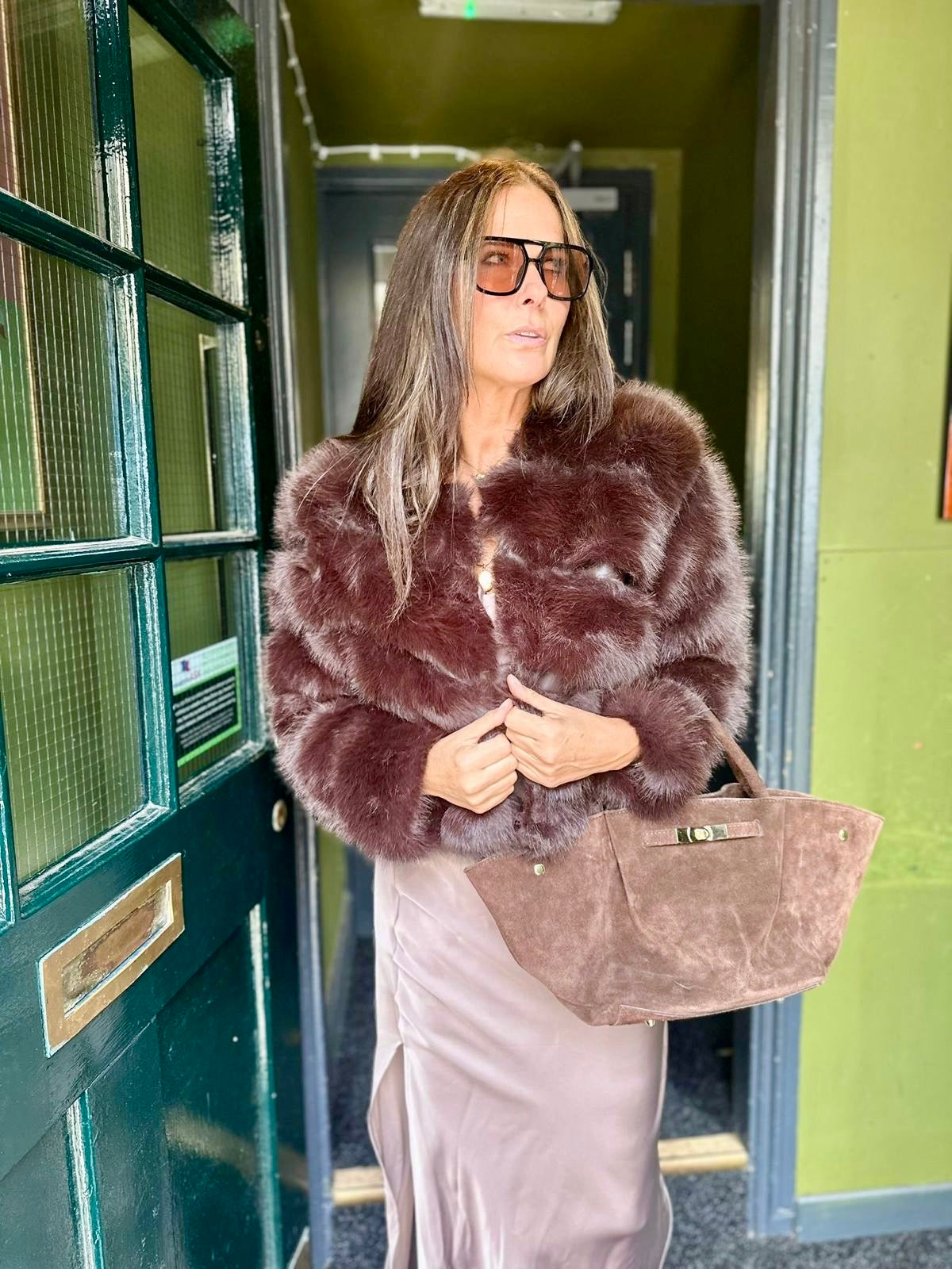 Anastasia Faux Fur Coat - Chocolate