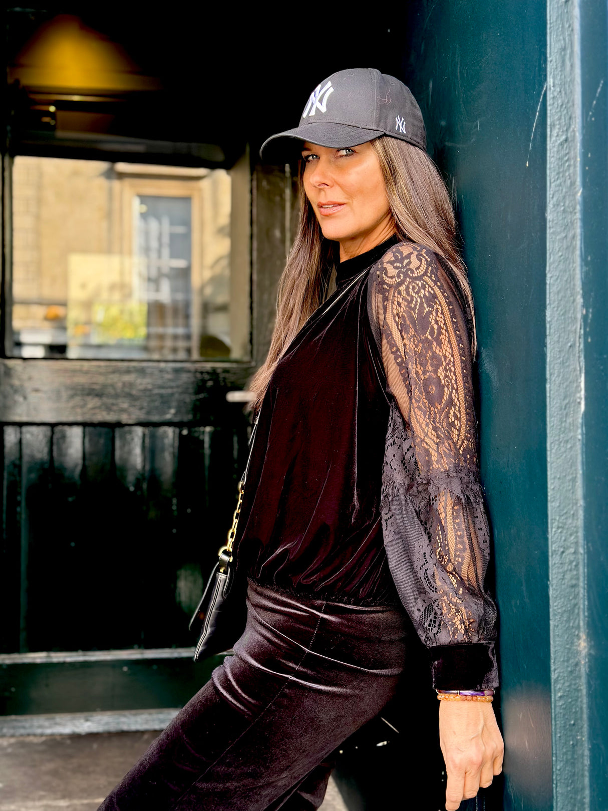 Rory Lace Sleeve Top - Black