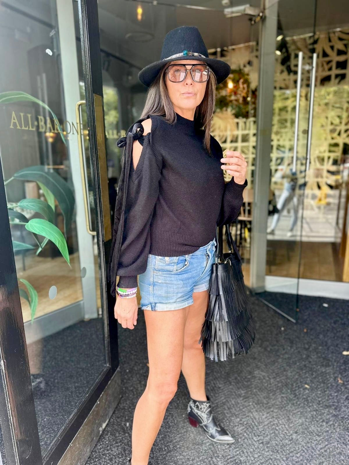 Keeley Cold Shoulder Knit - Black