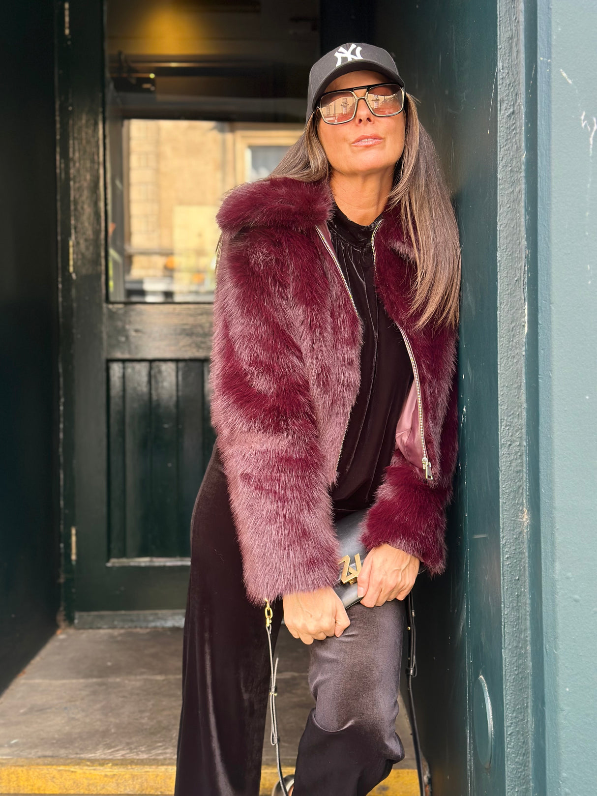 Caggie Faux Fur Jacket - Cherry