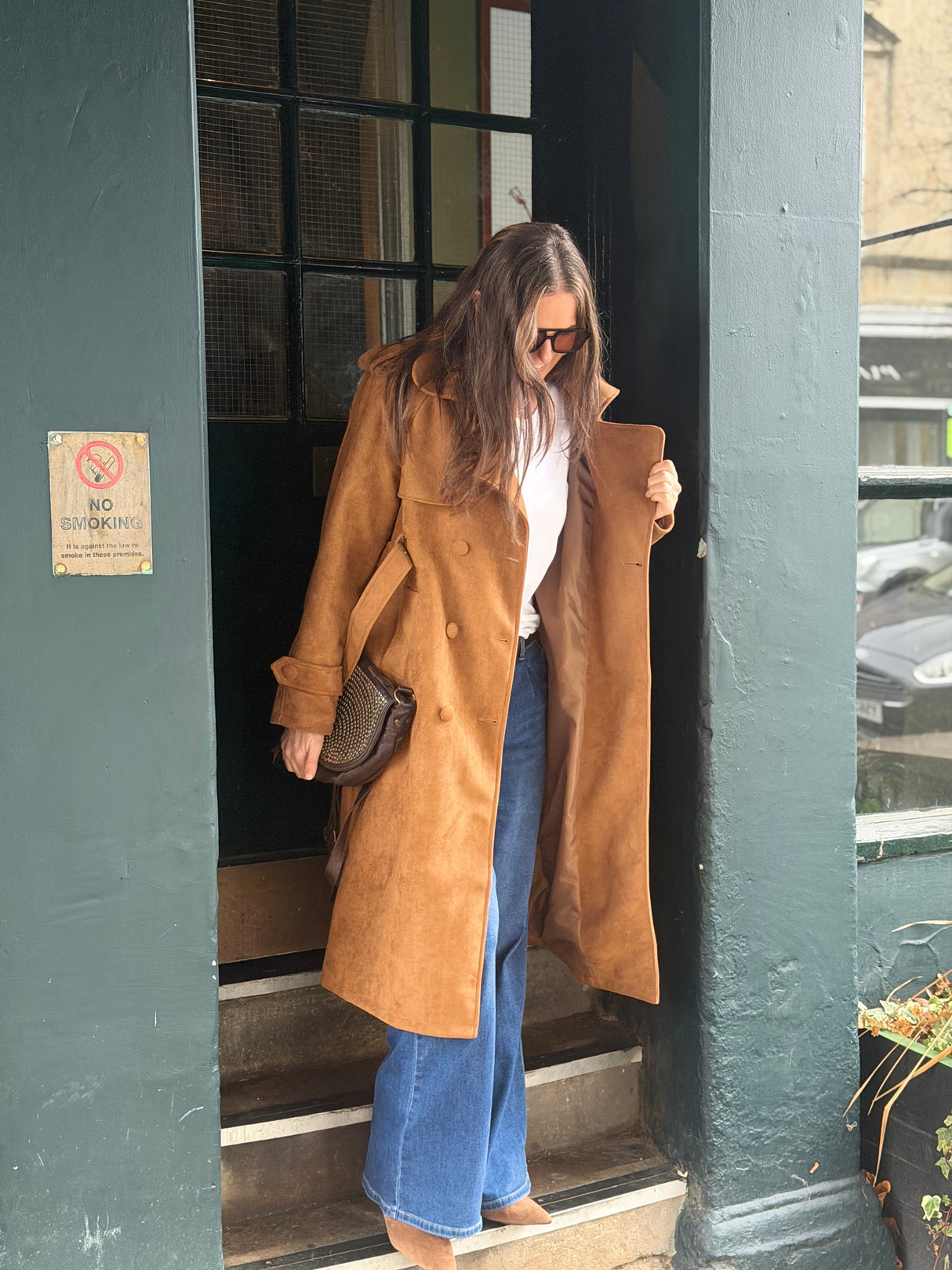 Tabitha Faux Suede Trench - Tan