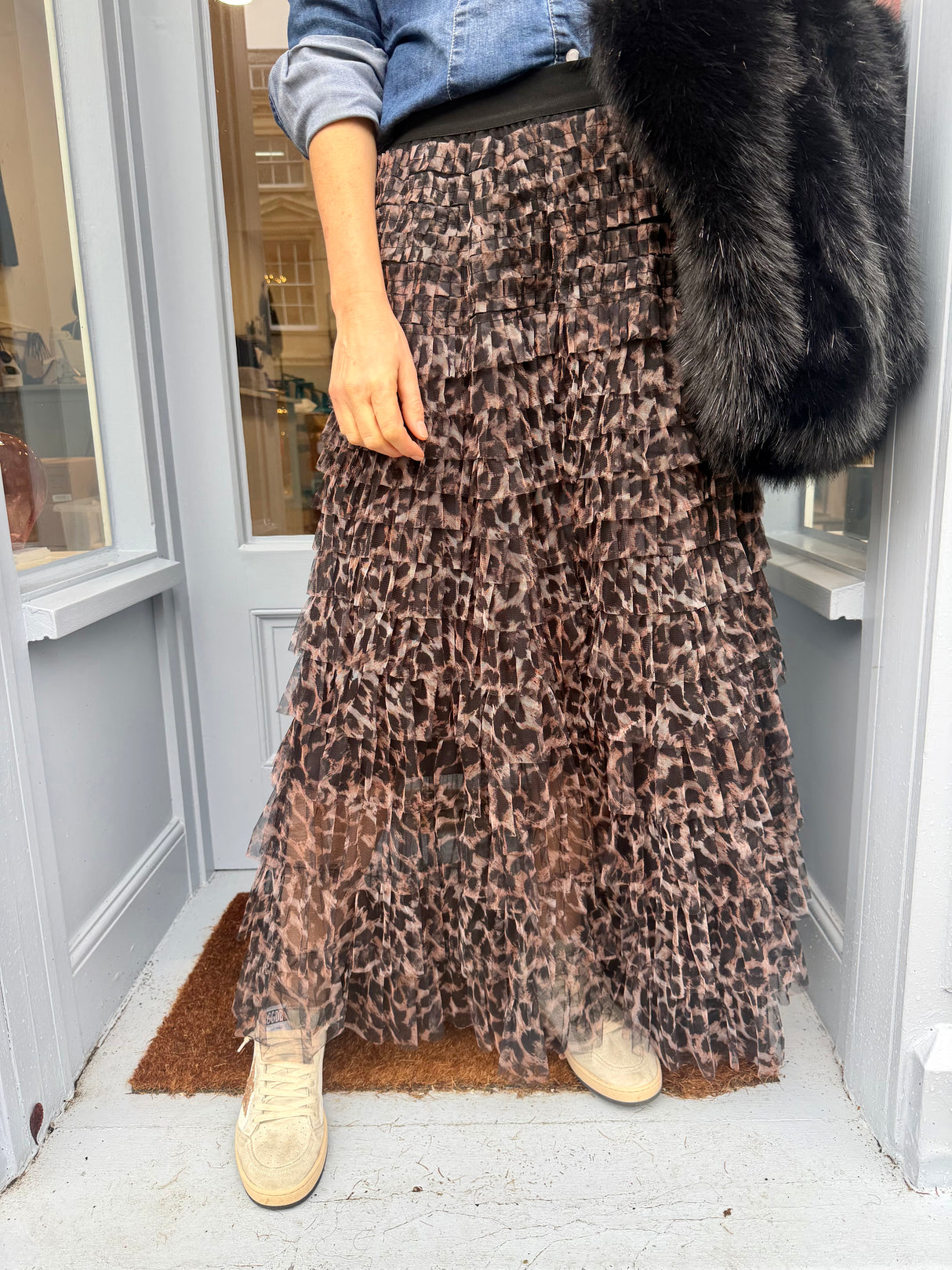 Felicity Animal Print Skirt - Brown