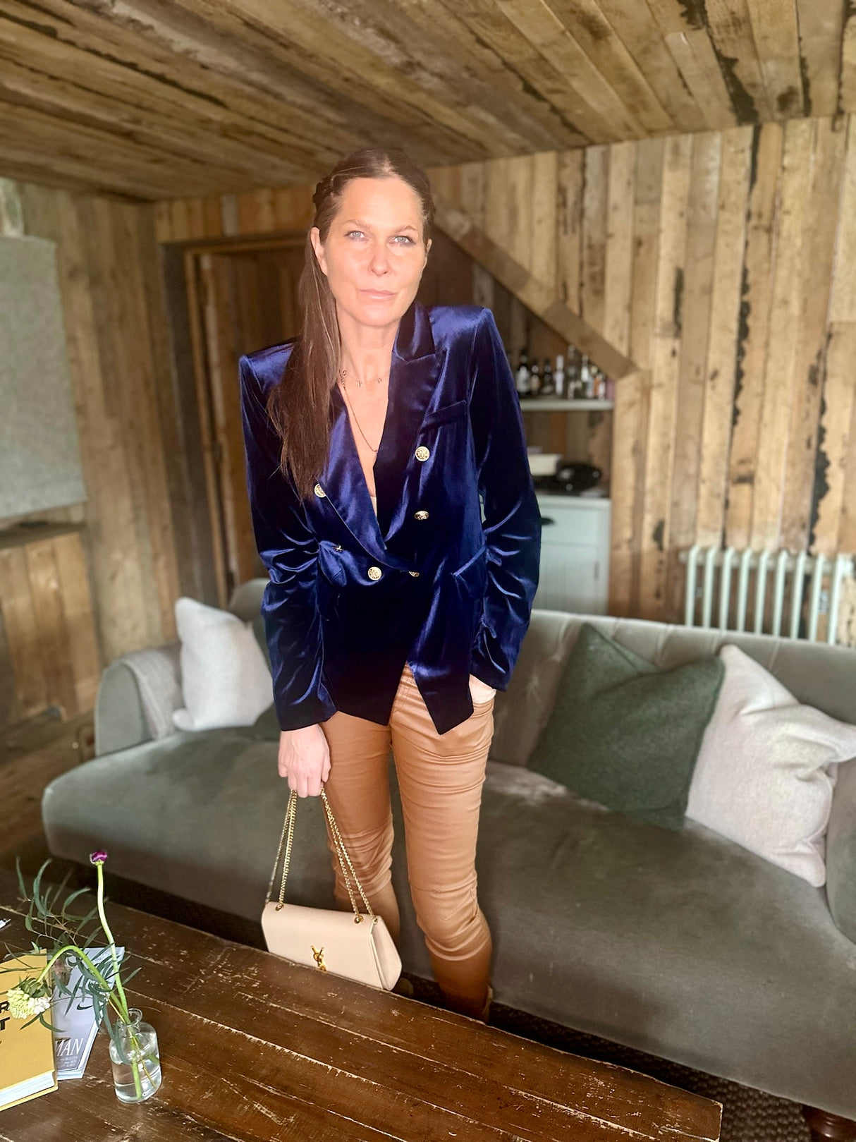 Victoria Velvet Blazer - Navy