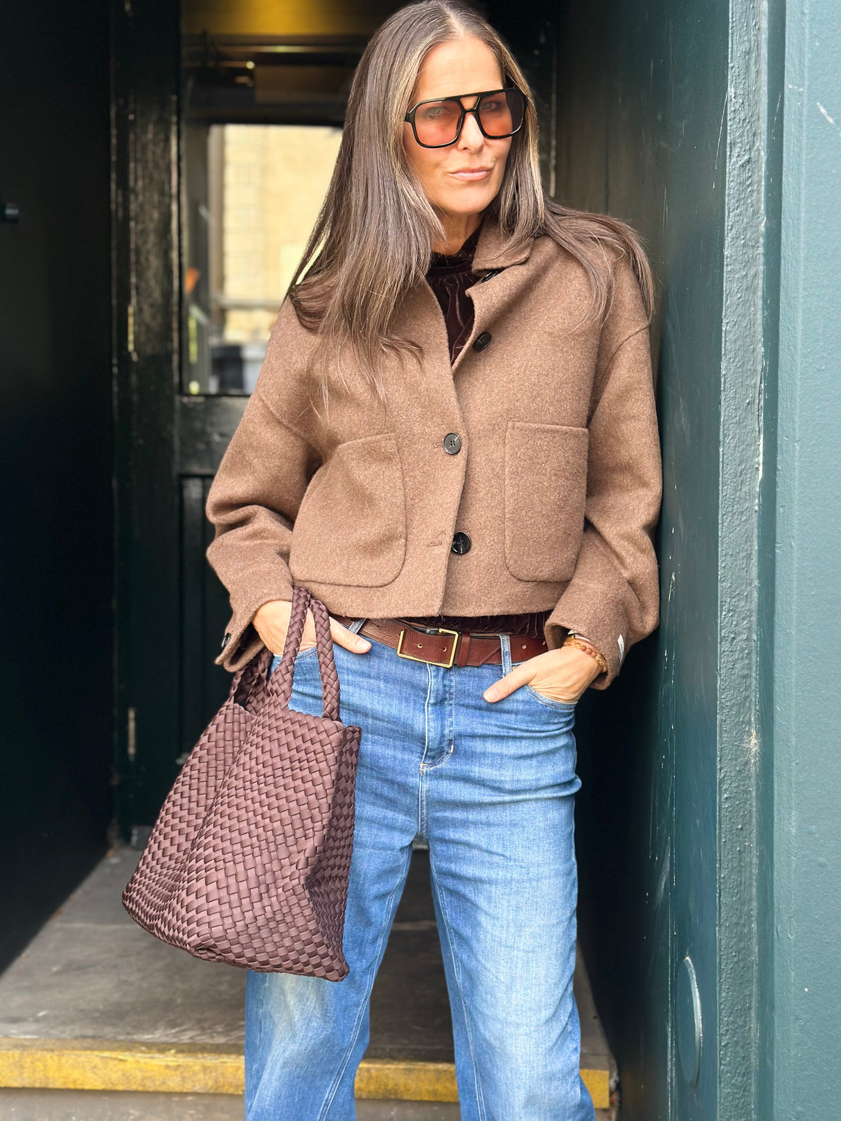 Reece Cropped Jacket - Brown