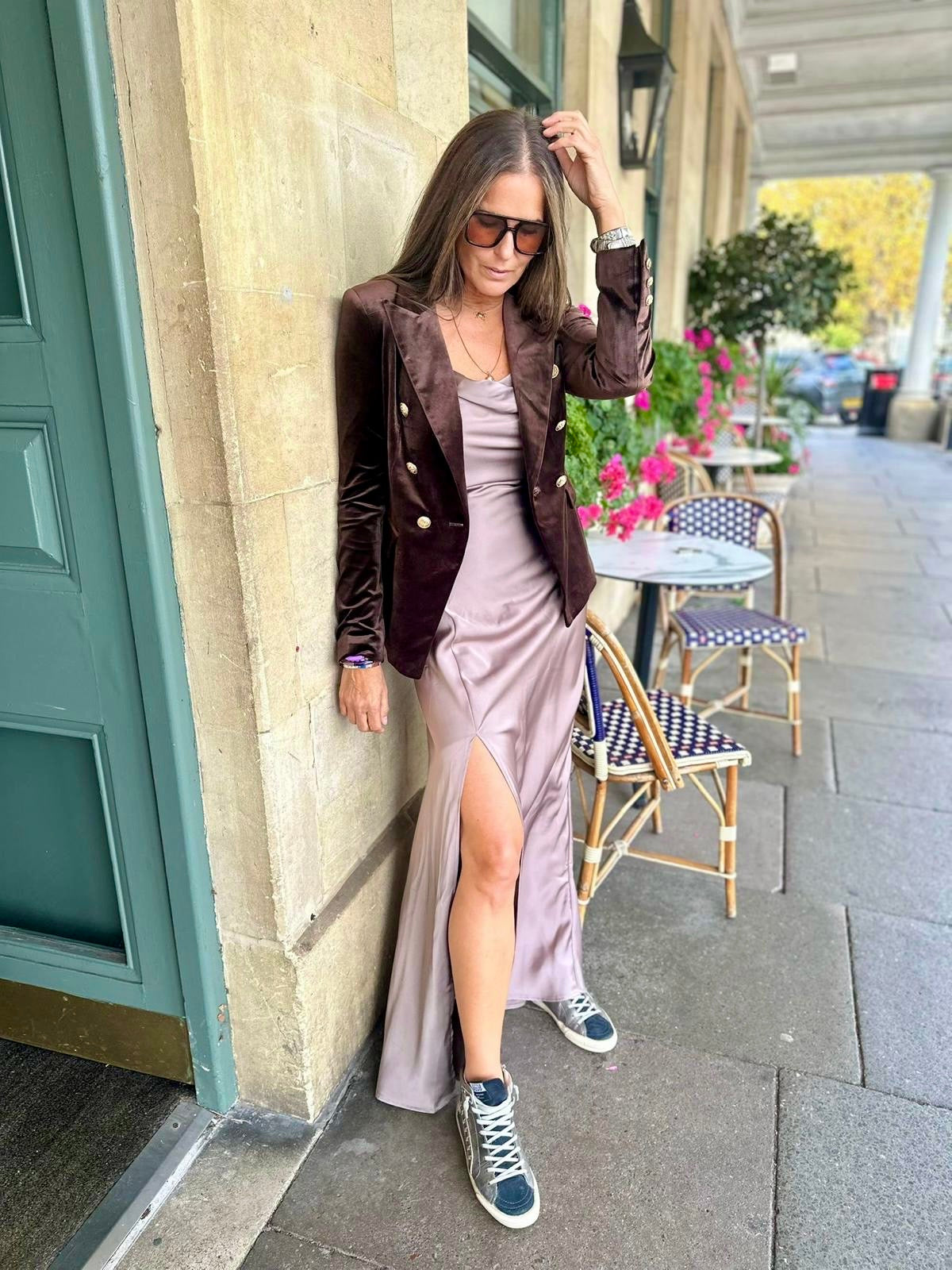 Victoria Velvet Blazer - Chocolate