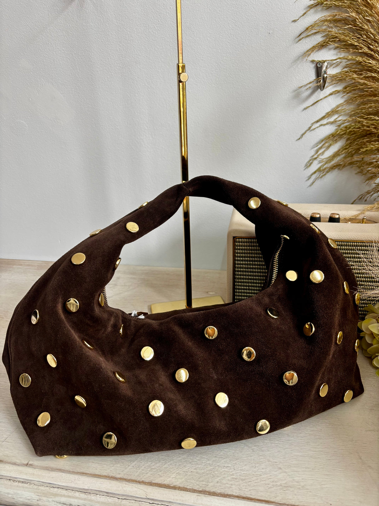 Suede Leather Hobo Bag