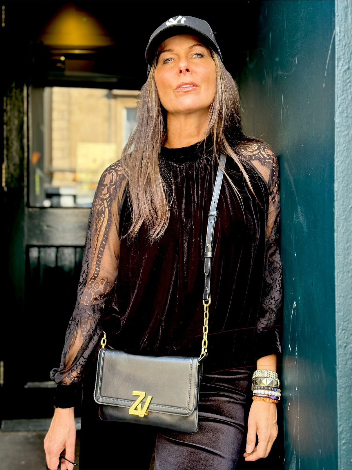 Rory Lace Sleeve Top - Black