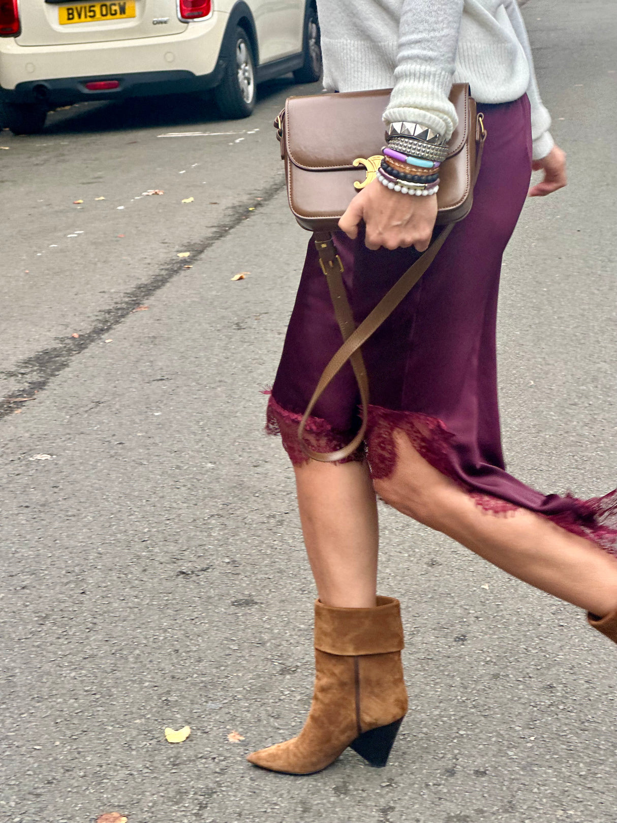 Edith Satin Lace Skirt