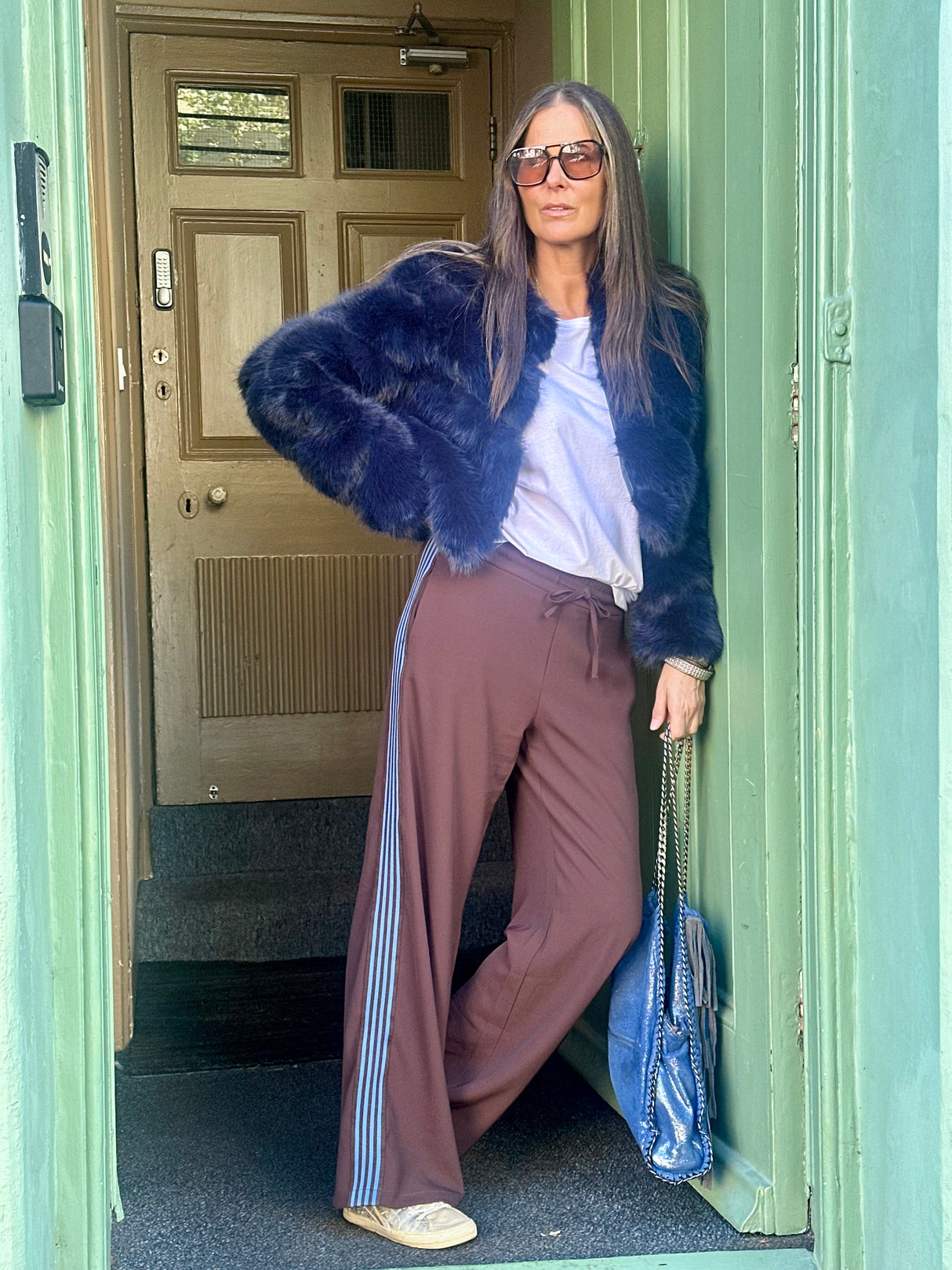 Anastasia Faux Fur Coat Navy