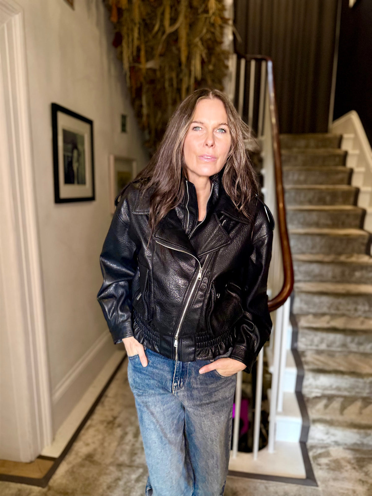 Cleo Faux Leather Jacket - Black