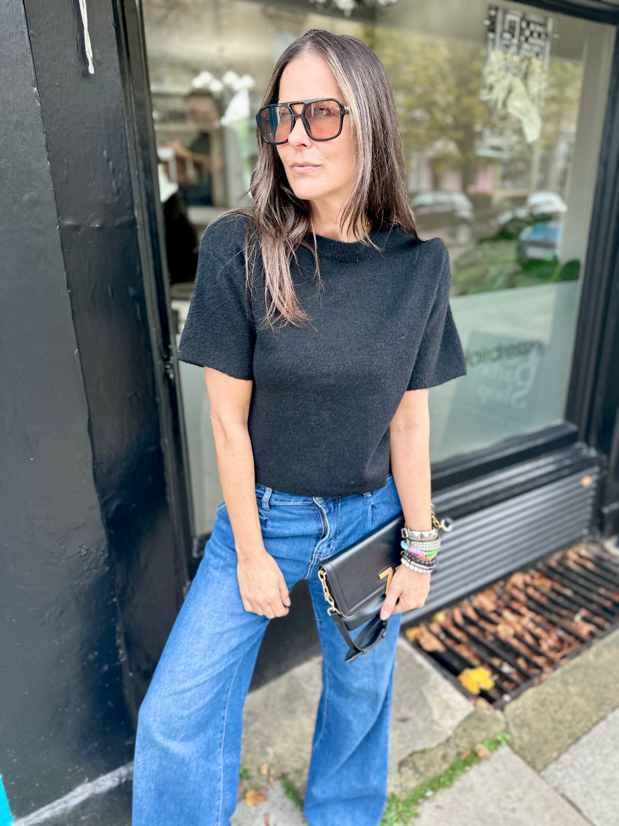 Harriet Short Sleeve knit - Black