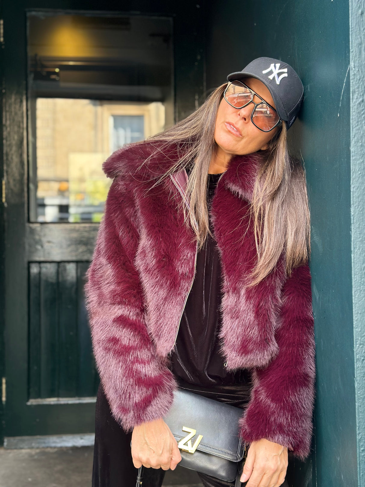 Caggie Faux Fur Jacket - Cherry