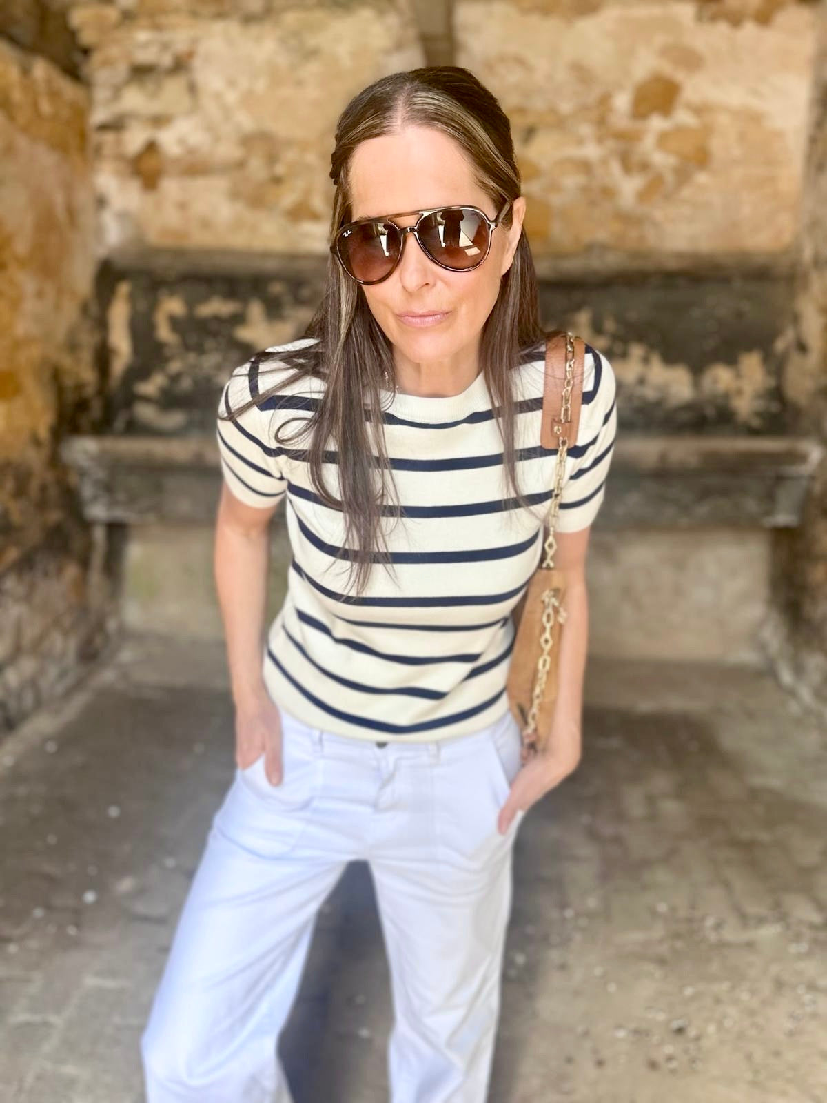 Cassia Knit - White/Navy