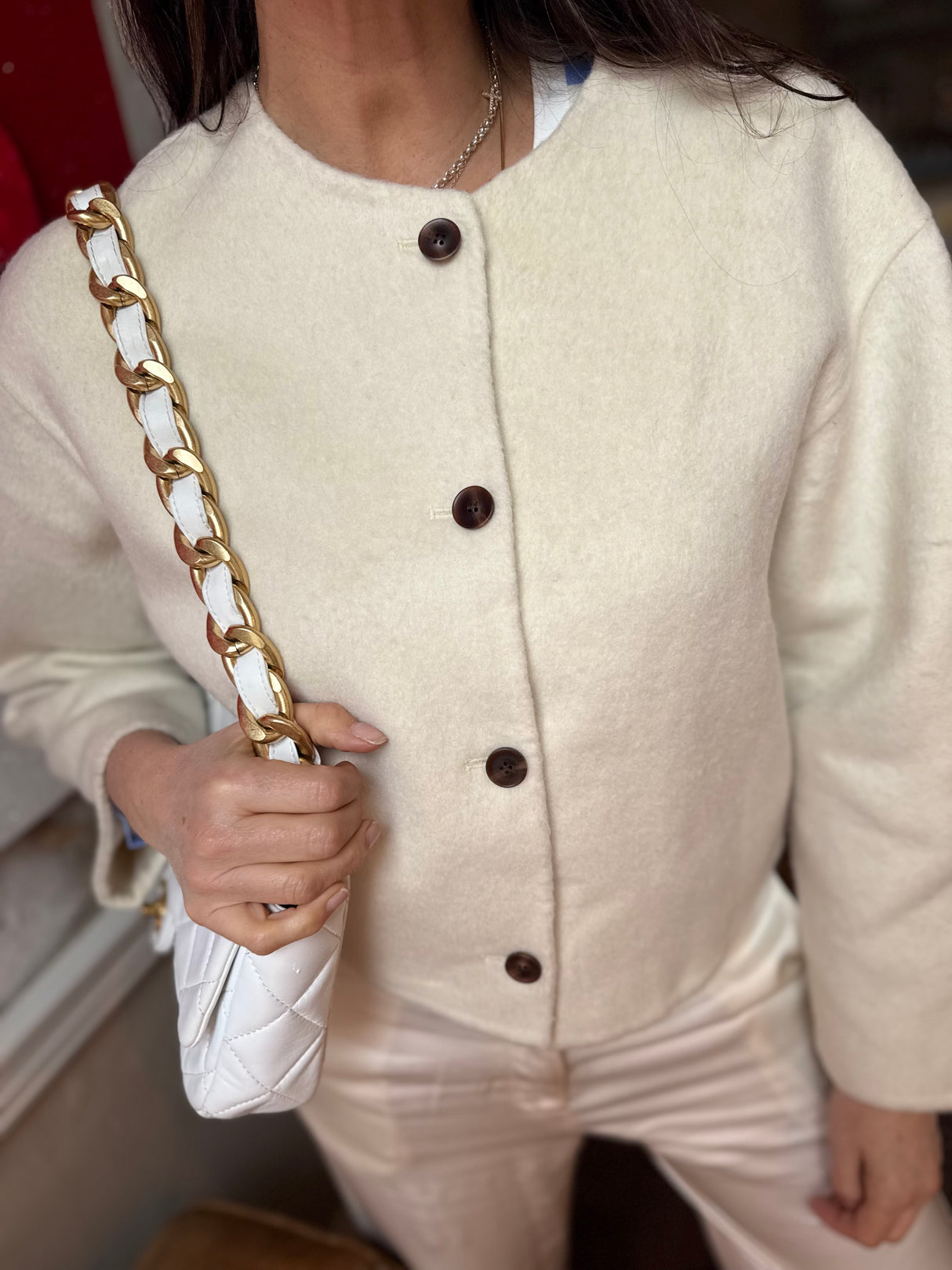 Liv Cropped Wool Jacket - Ecru