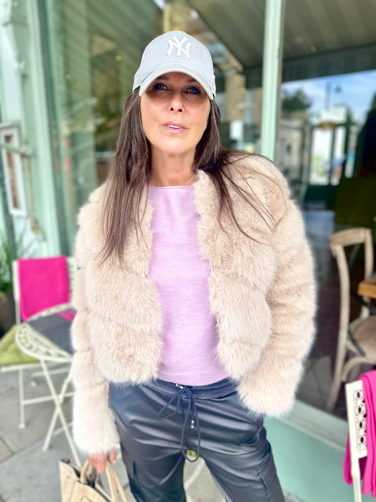 Anastasia Faux Fur Coat - Cream