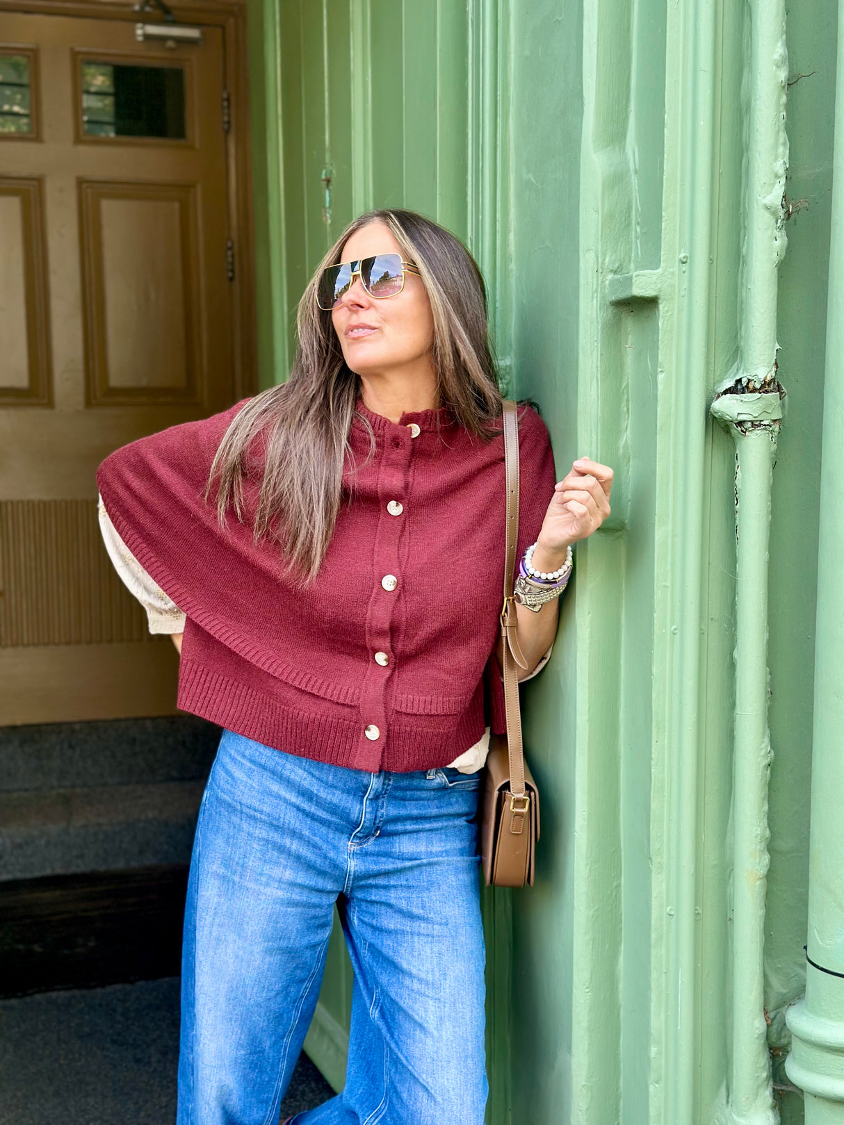 Joy Knitted Cape - Bordeaux