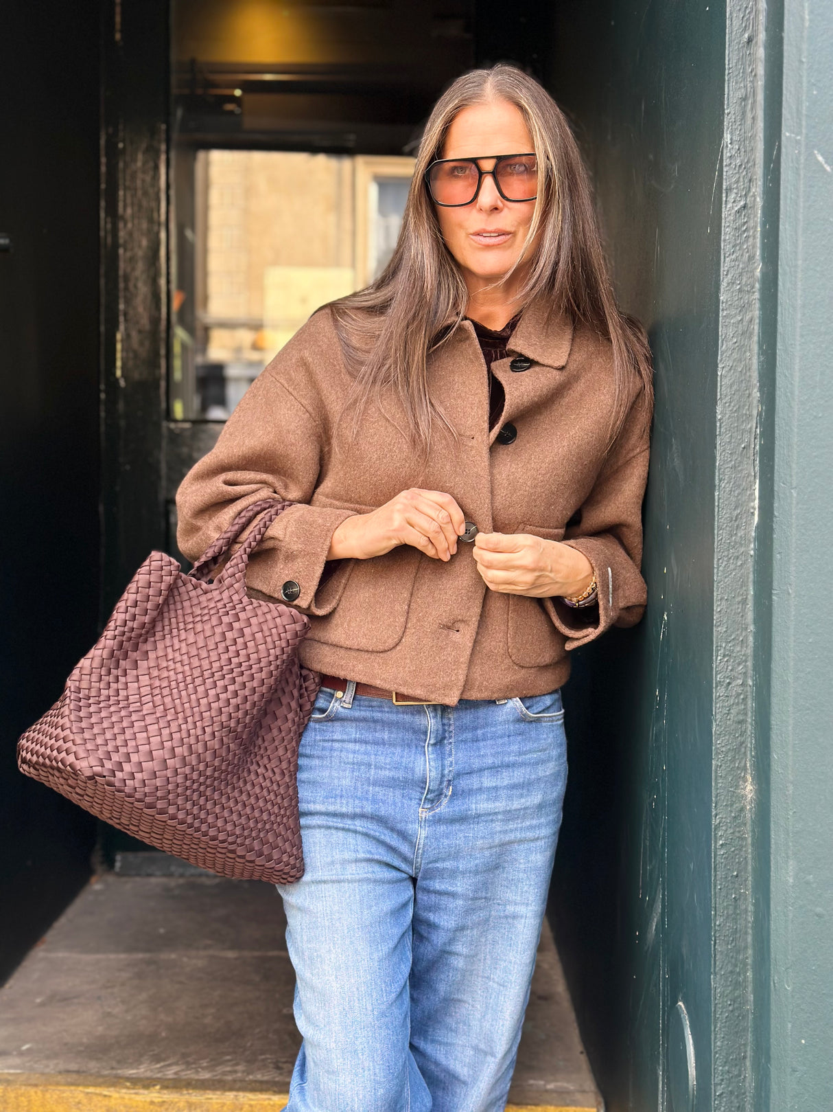 Reece Cropped Jacket - Brown