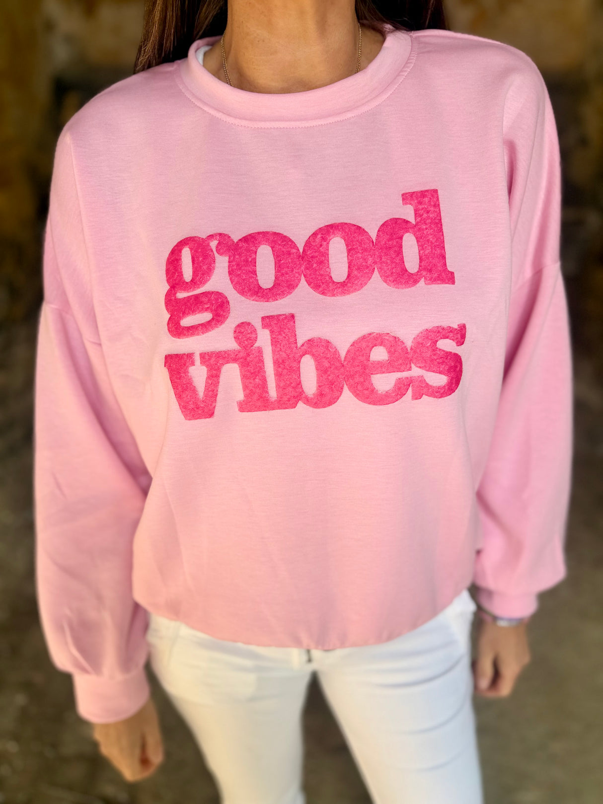 Good Vibes Sweatshirt - Baby Pink
