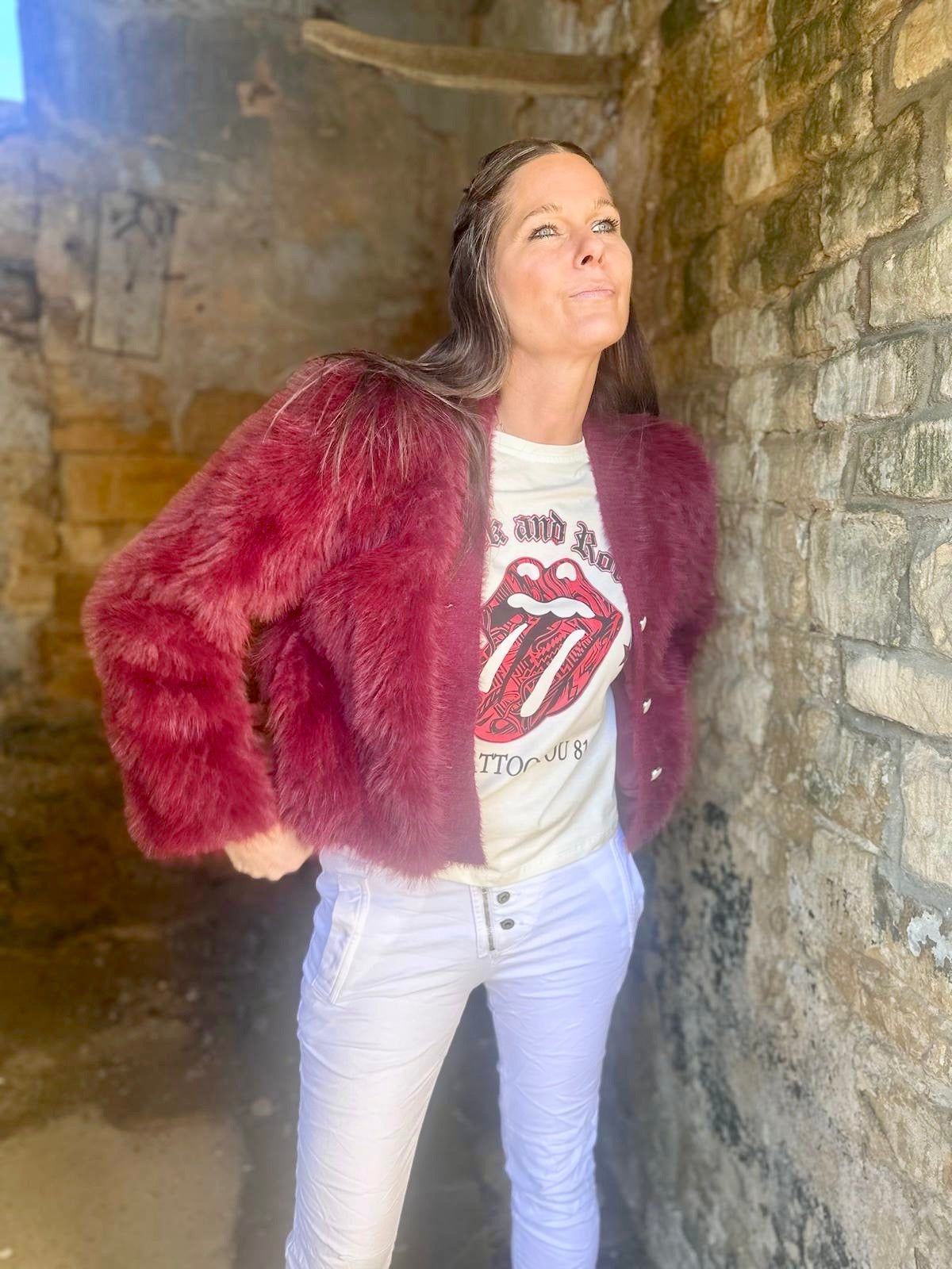 Kennedy Faux Fur Jacket - Wine