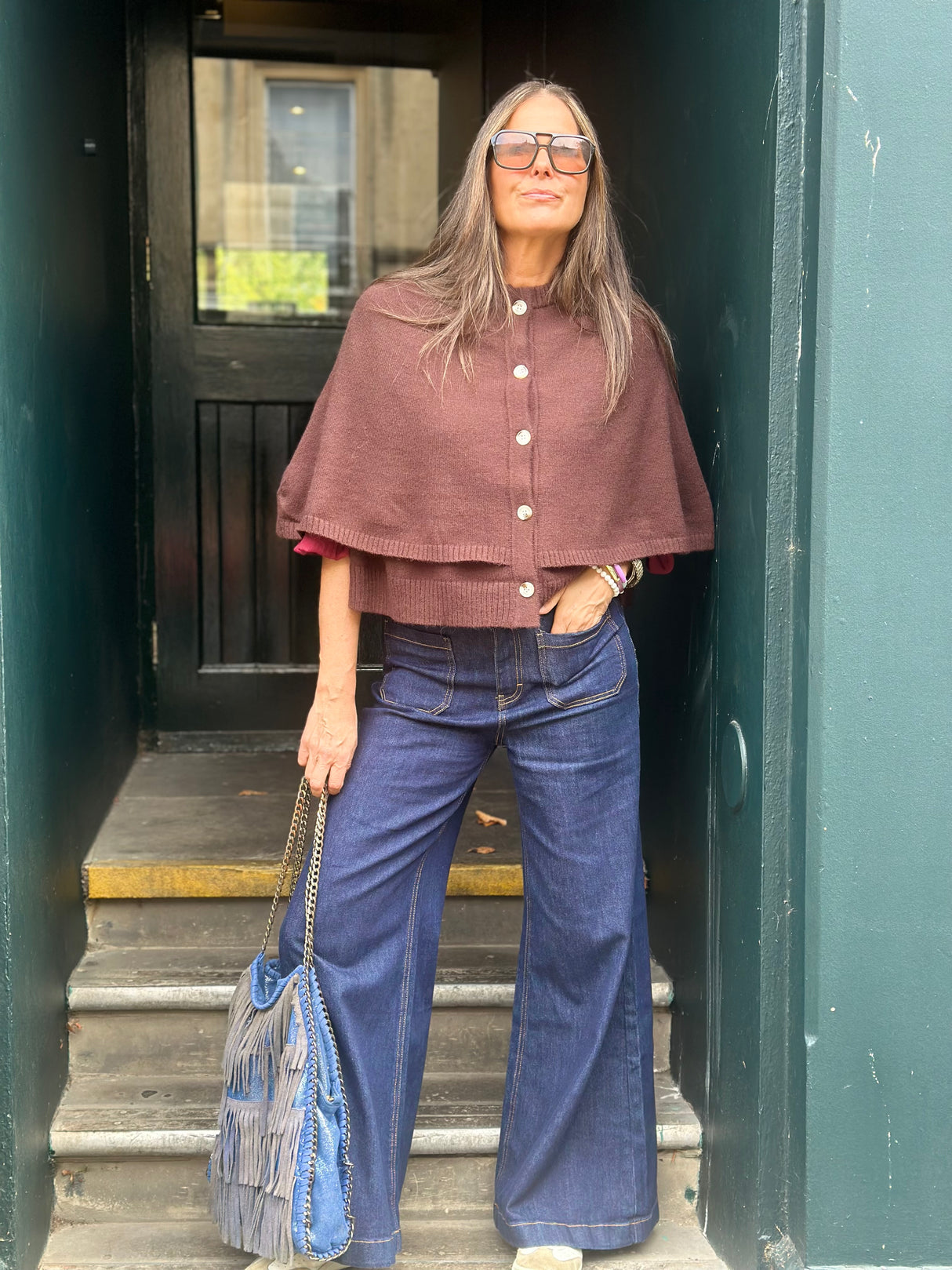 Joy Knitted Cape - Chocolate