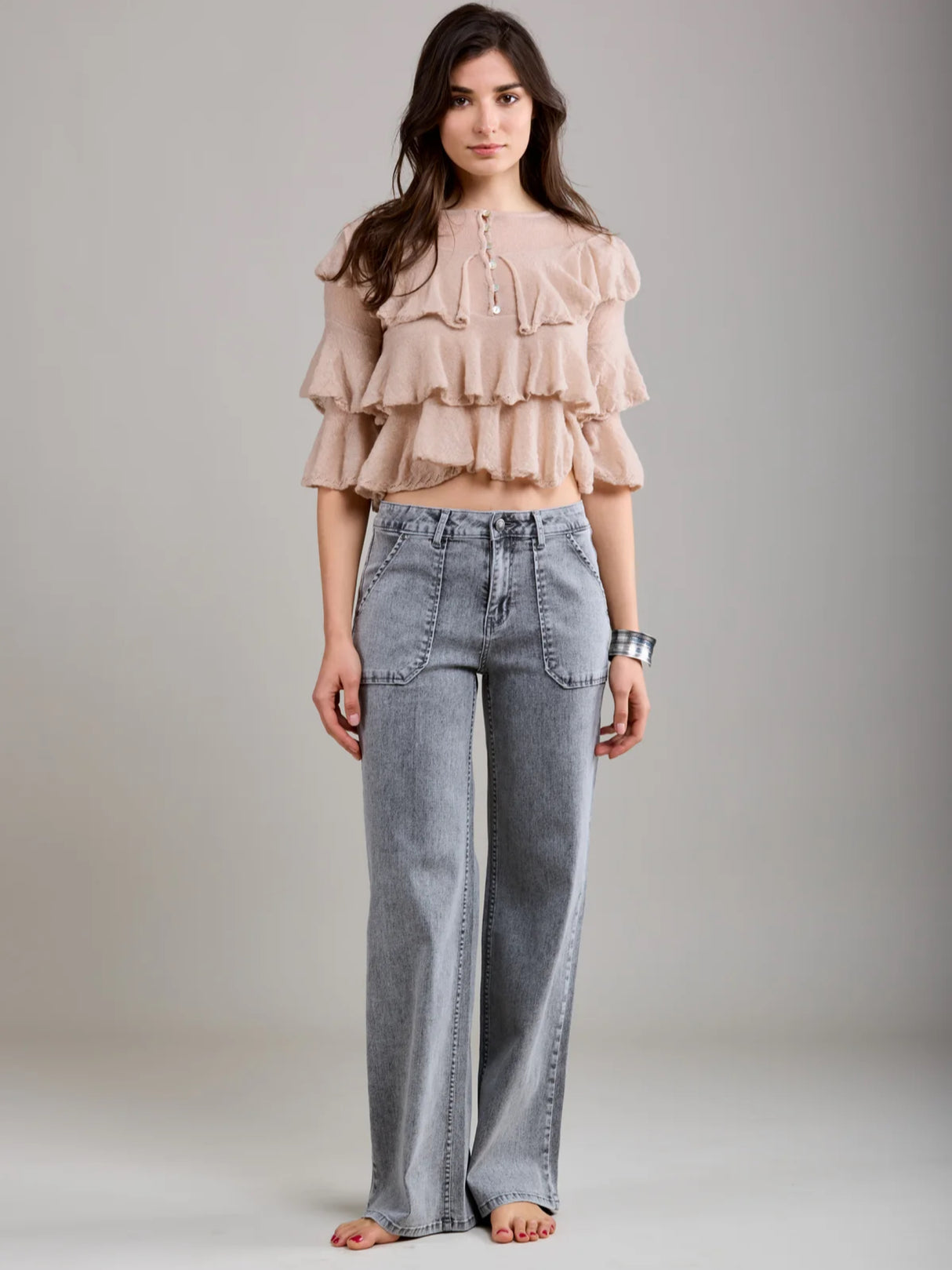 Crush Wide Leg Jean - Grey