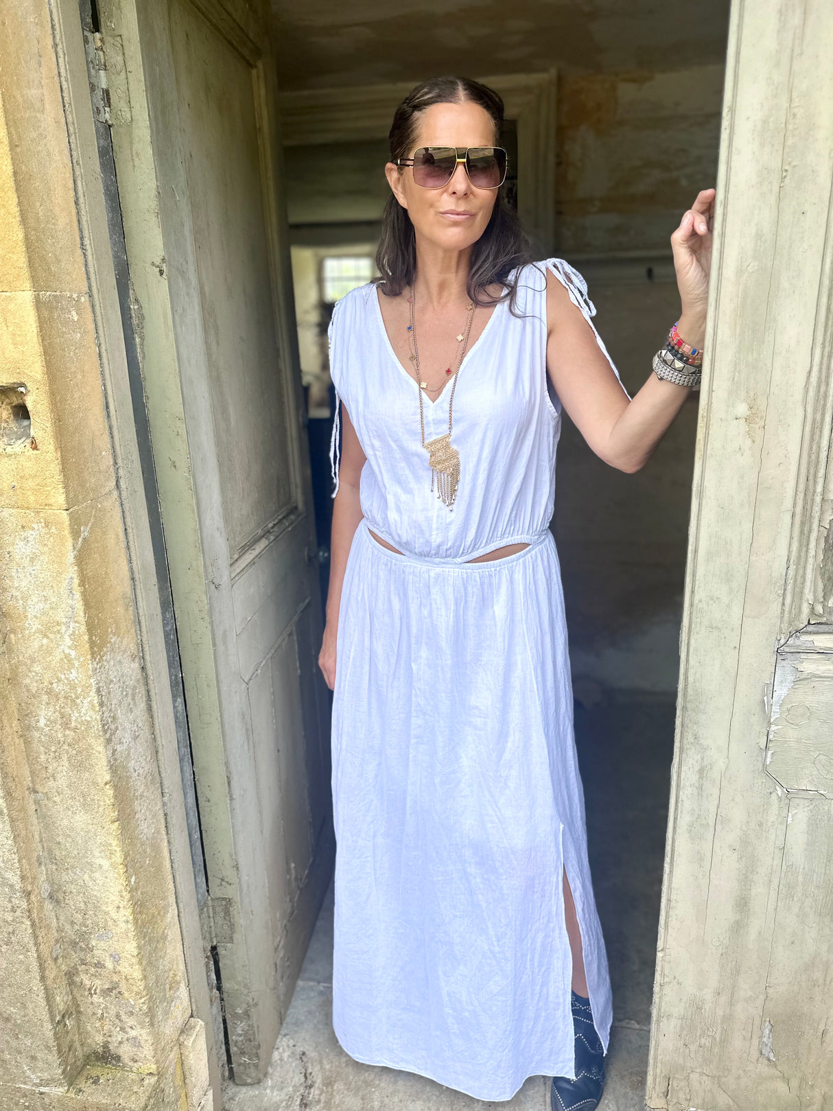 Zahra Cut Out Maxi - White