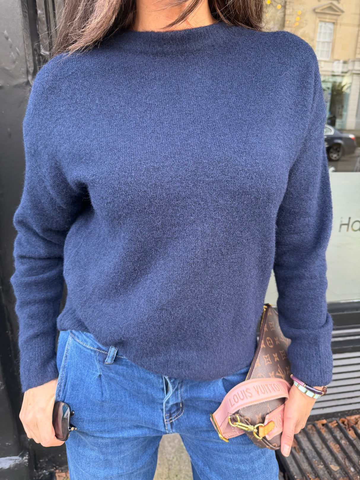 Coral Crew Neck Knit - Navy