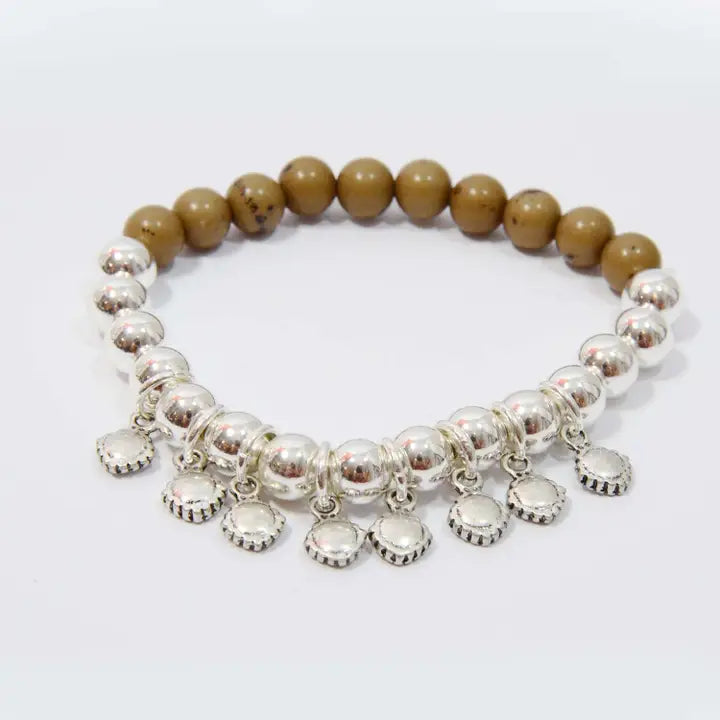 Silver Beaded Charm Bracelet