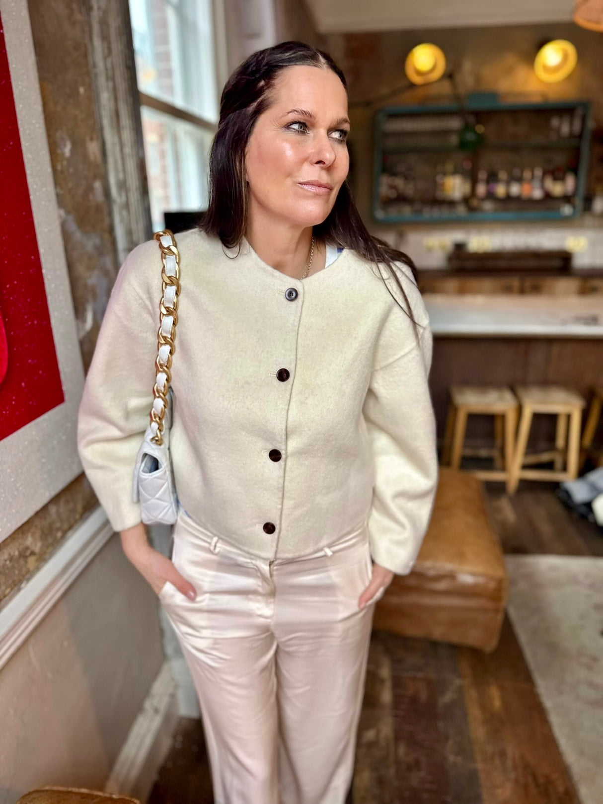 Liv Cropped Wool Jacket - Ecru