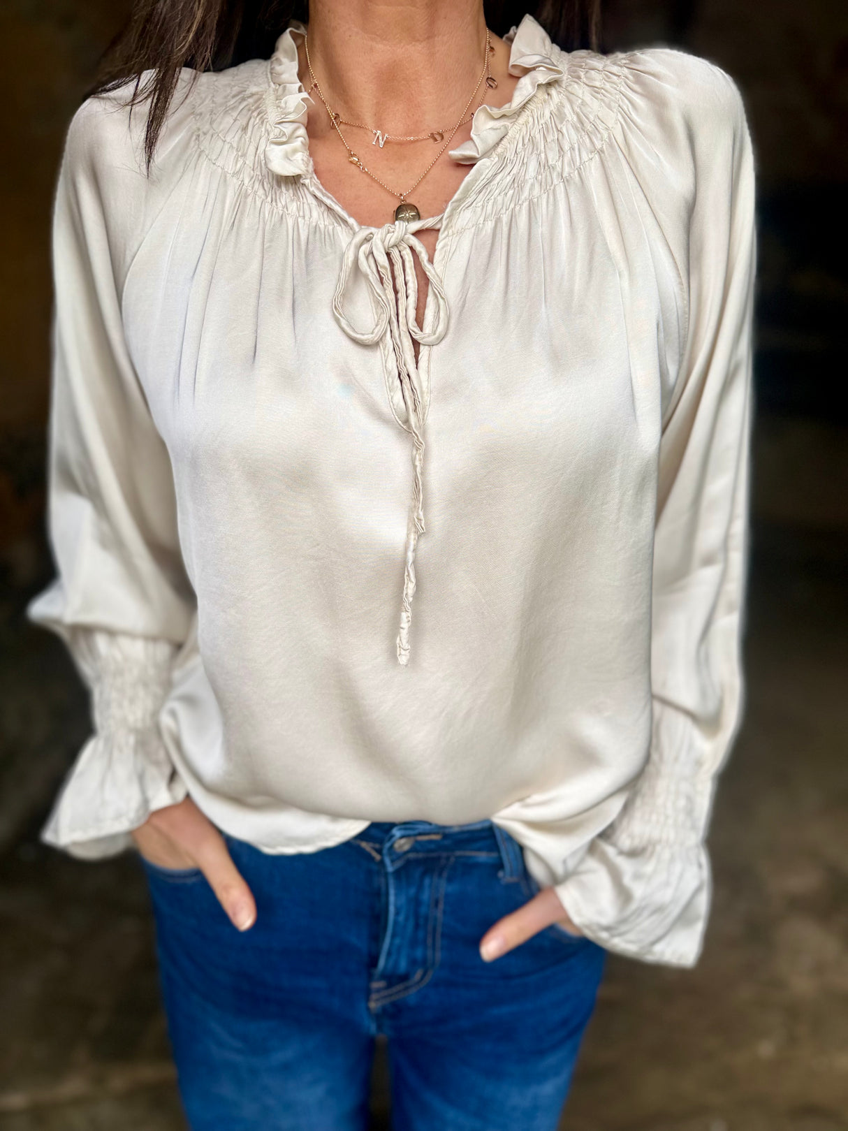 Luca Tie Neck Blouse - Vintage