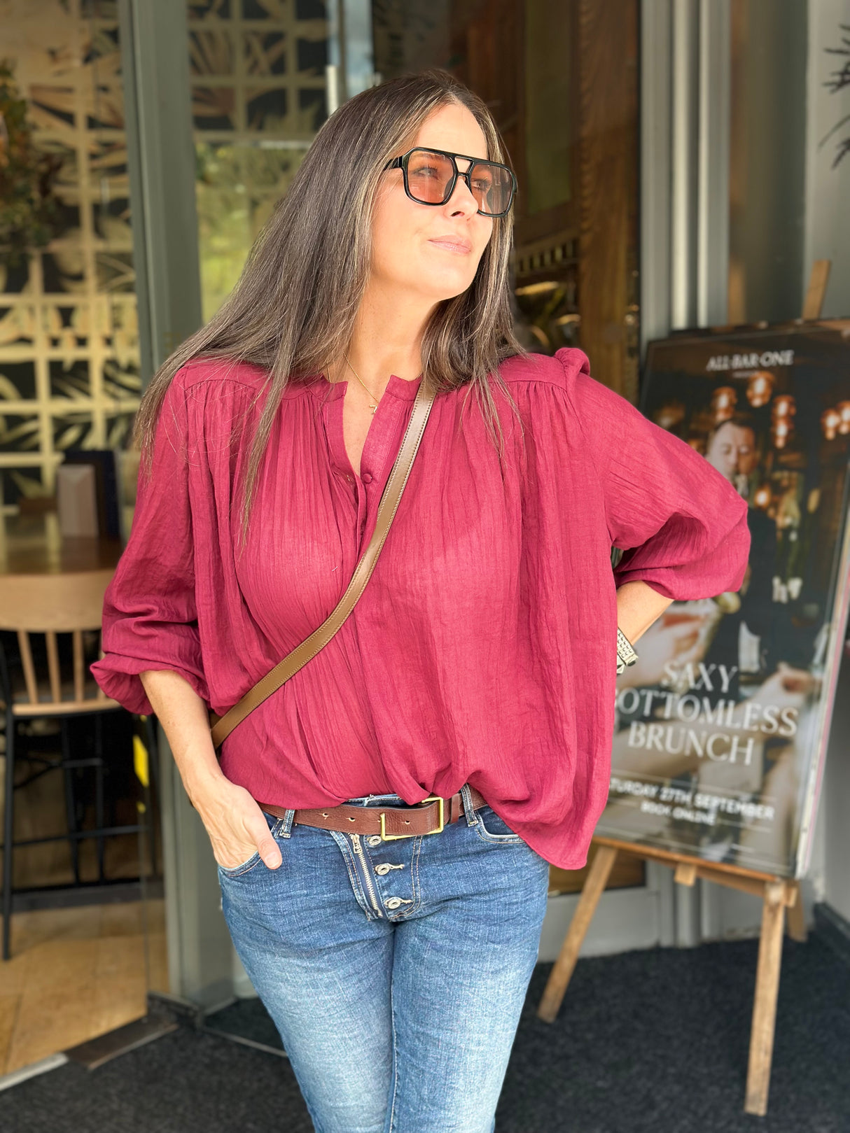 JoJo Floaty Blouse - Bordeaux