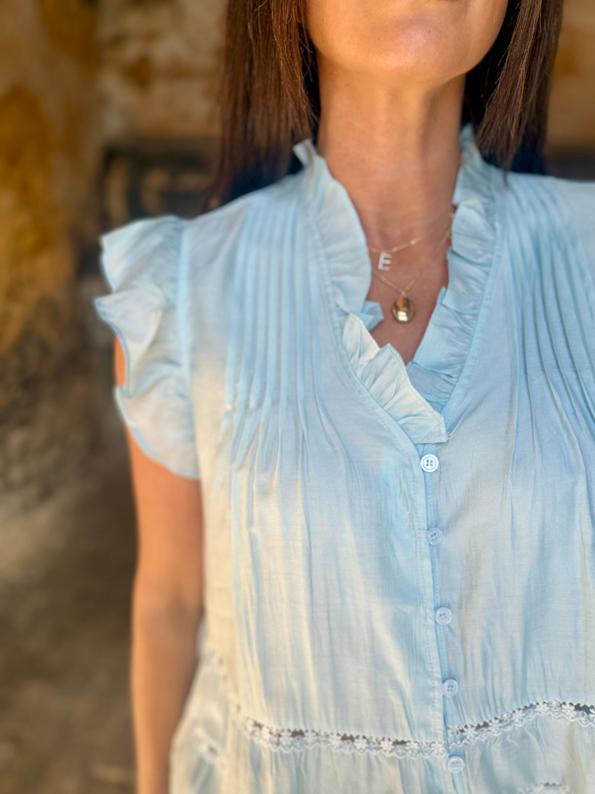 Arden Ruffle Blouse - Blue