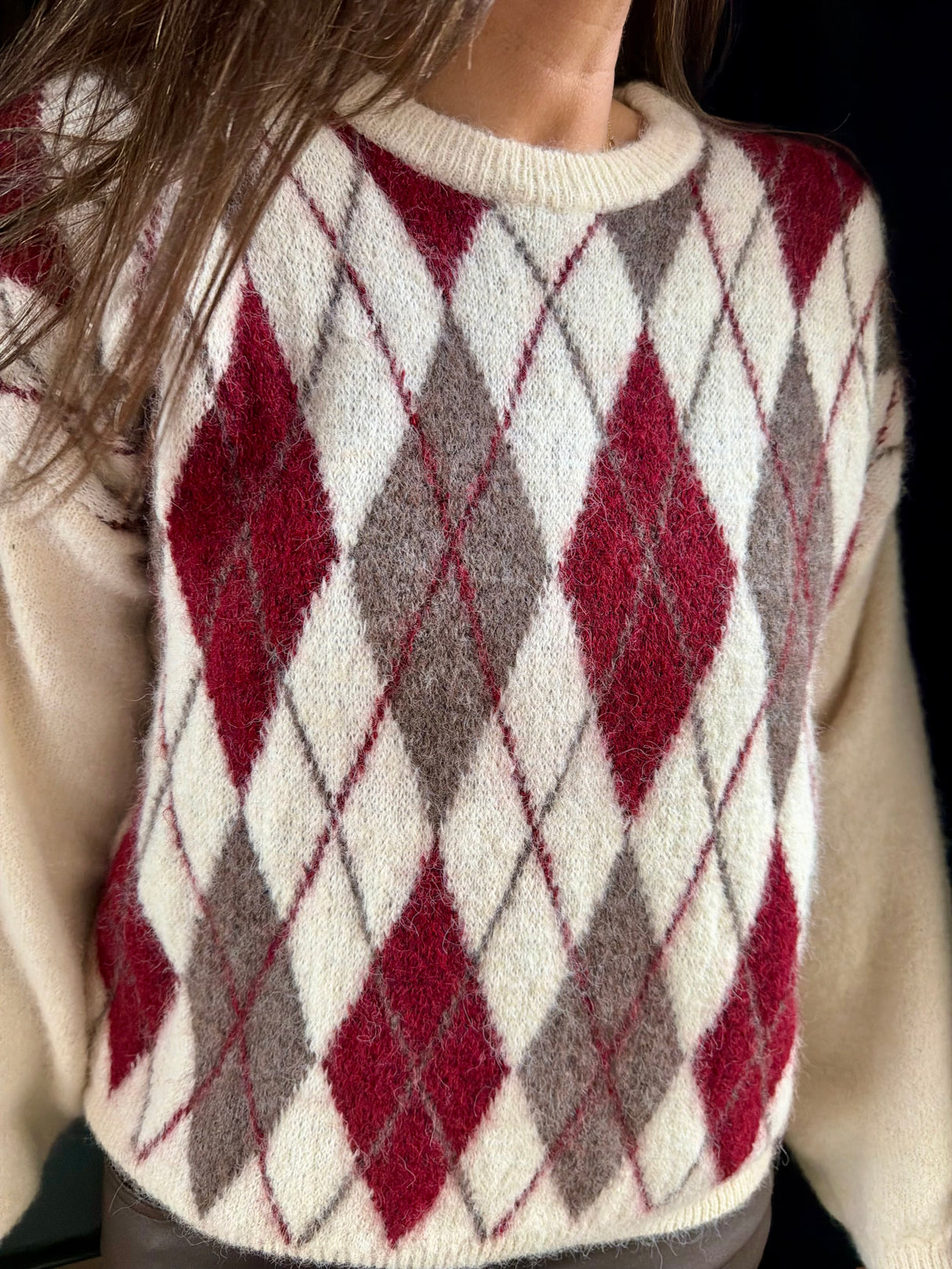 Argyle Crew Neck - Ivory