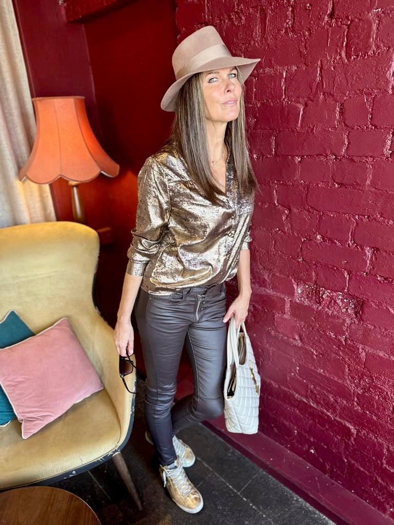 Jean Lux Leather Look Chocolate