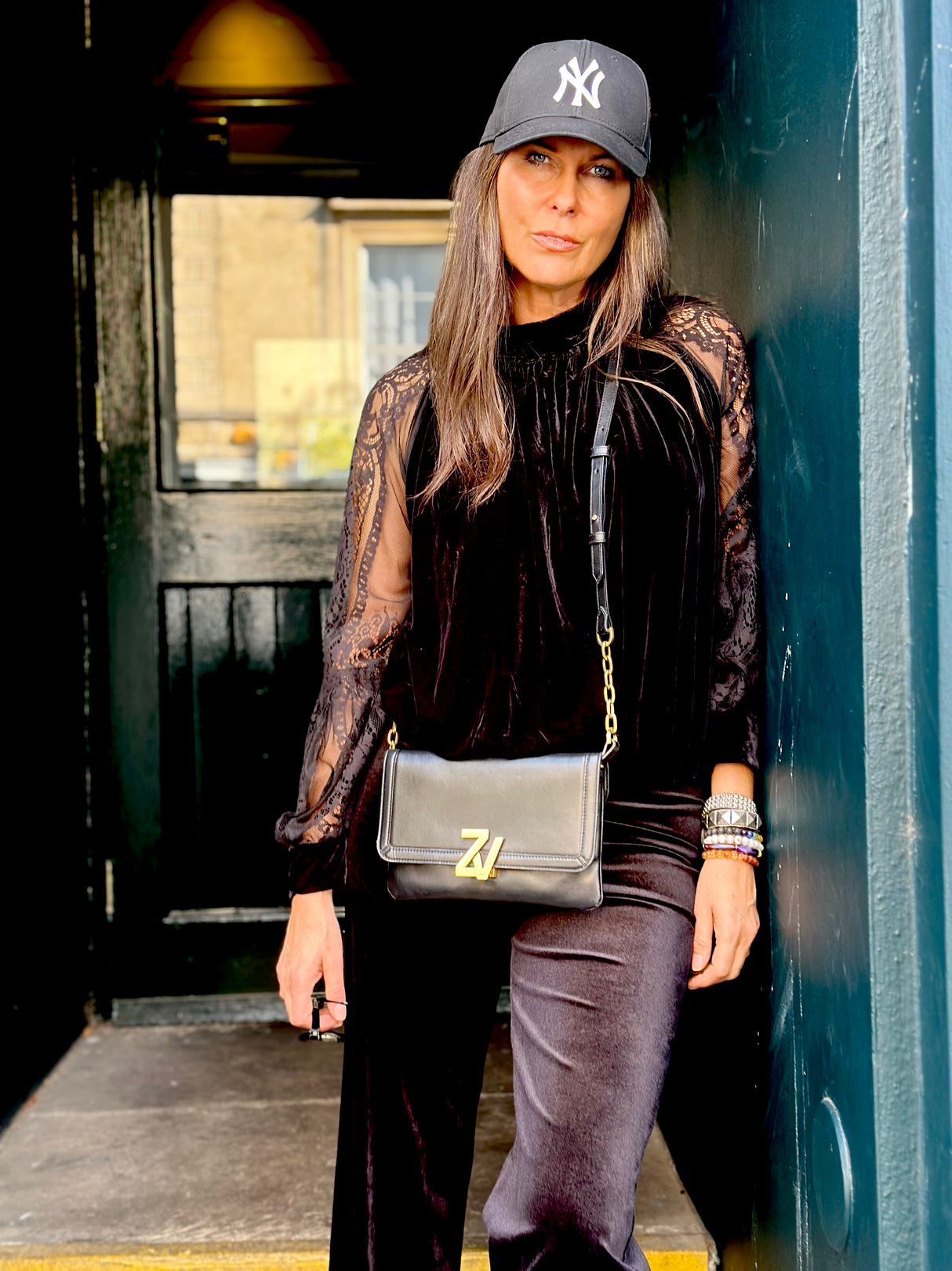 Rory Lace Sleeve Top - Black