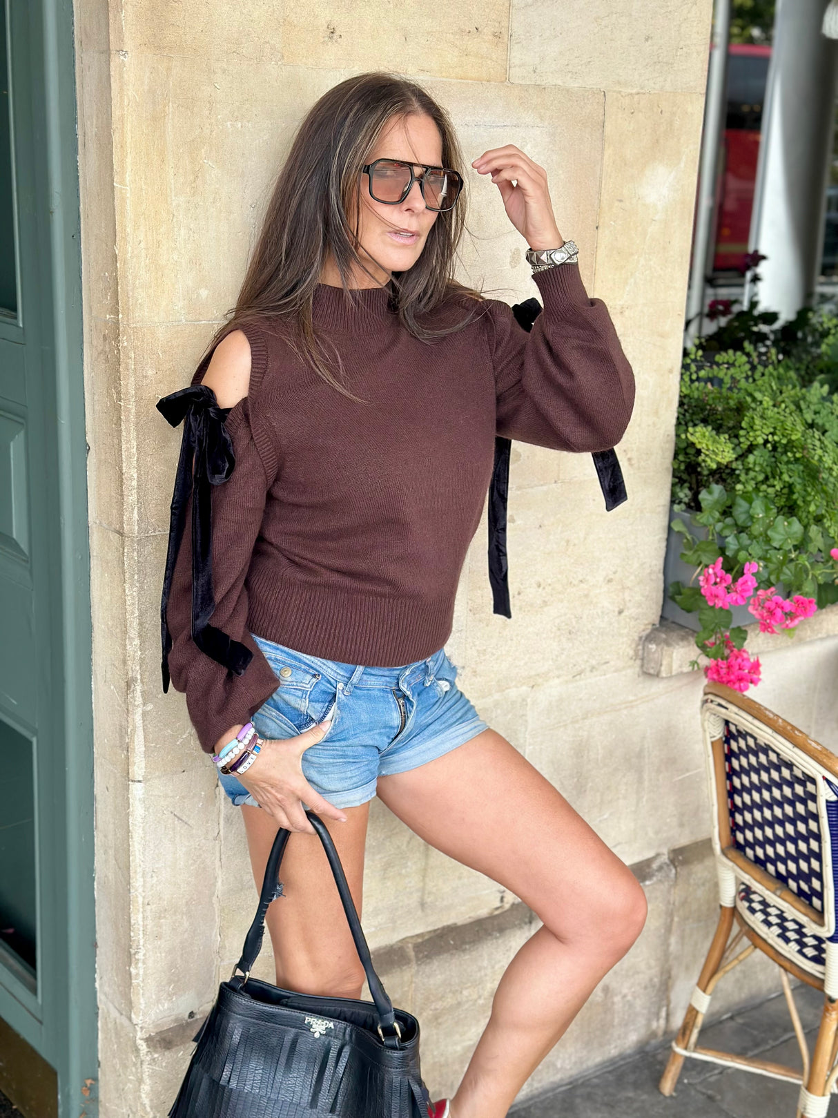 Keeley Cold Shoulder Knit - Brown